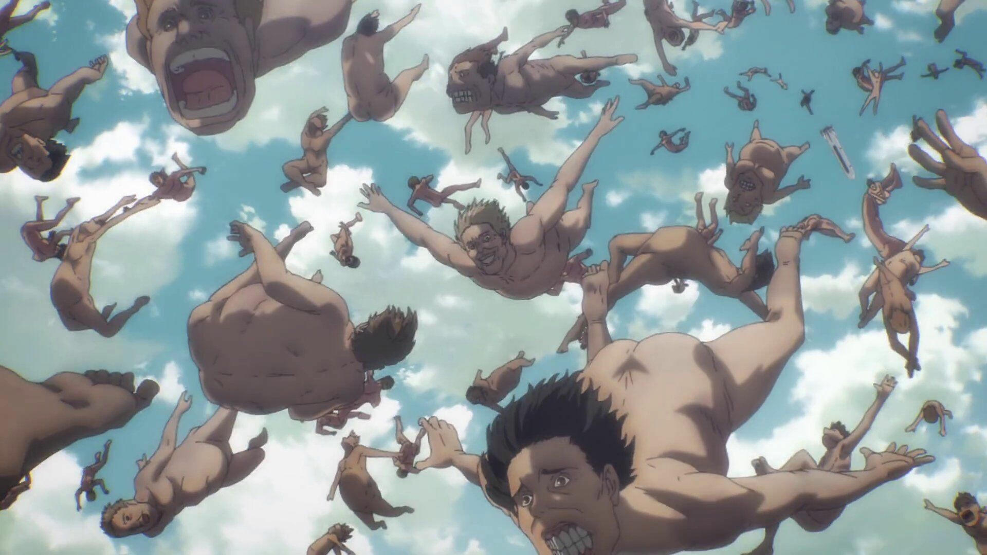 Attack on Titan (TV Series): Anime, Set in a fantasy world, Man-eating giants. 1920x1080 Full HD Background.