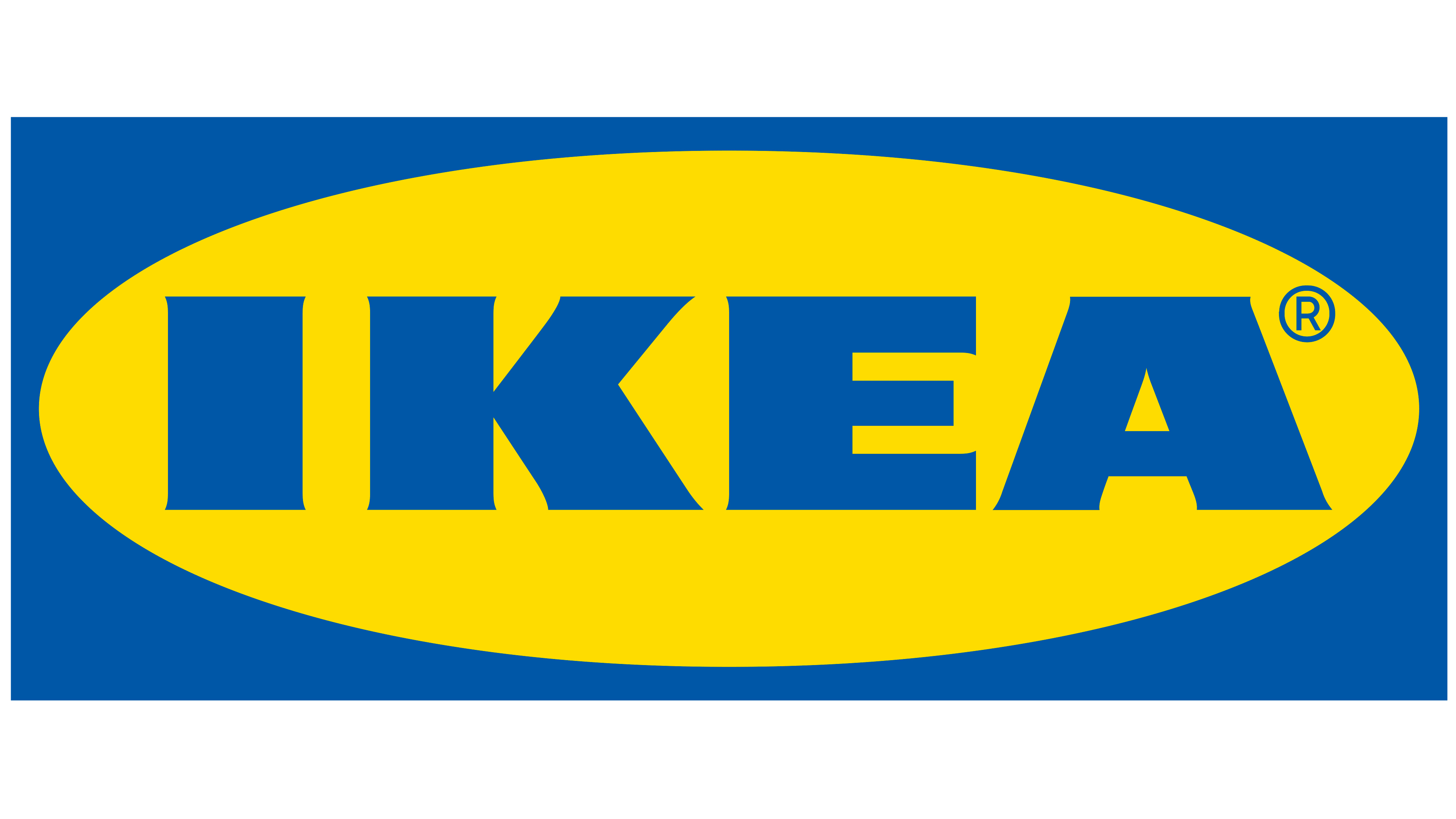 Ikea: A Swedish-founded, Dutch-based multinational conglomerate, Logo. 3840x2160 4K Background.