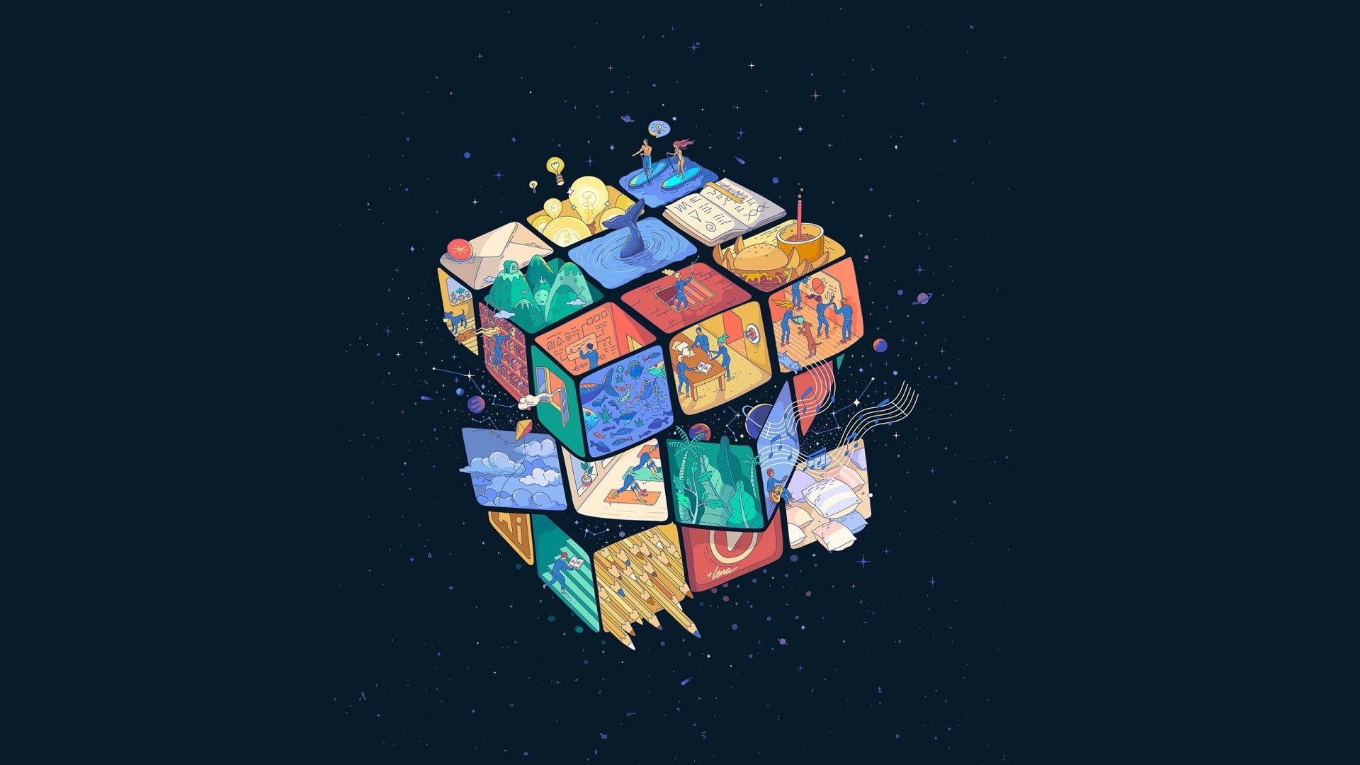 Rubik's Cube, HD wallpapers, Achtergronden, Cubes, Colorful, 1920x1080 Full HD Desktop