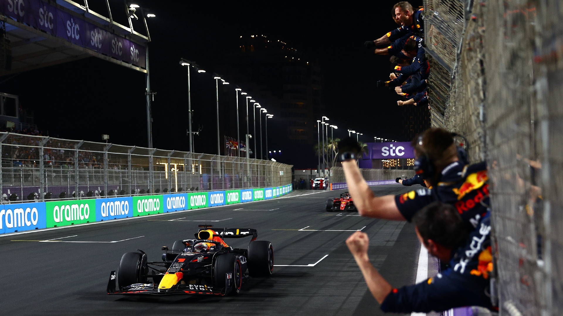 Auto Racing: Red Bull Racing, Max Verstappen, The winner, Epic battle, Saudi Arabian Grand Prix. 1920x1080 Full HD Background.