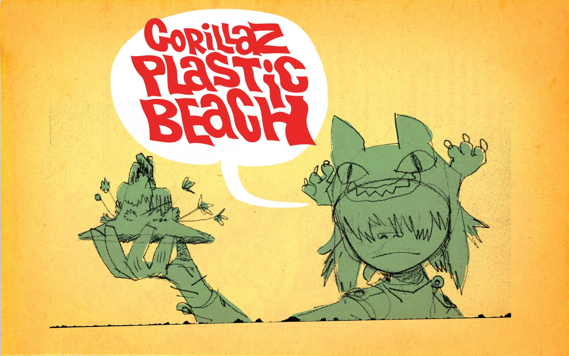 Noodle (Gorillaz): Plastic Beach, Poster, Animated group's album, Featuring environmentalist themes. 1920x1200 HD Background.
