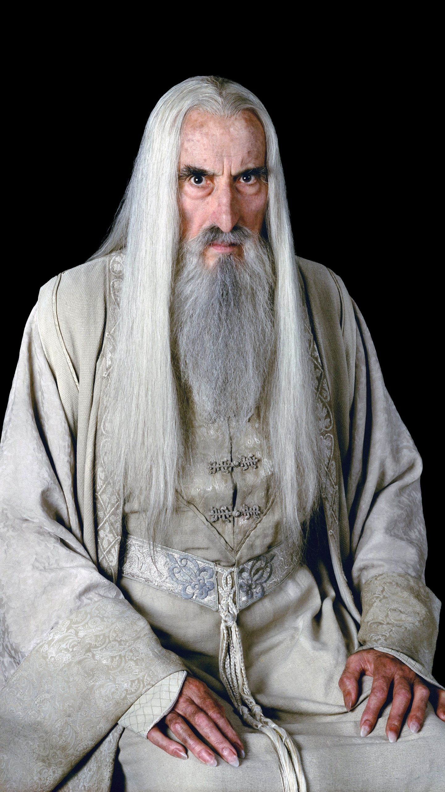Saruman, Movies, Black background, The Lord of the Rings, 1440x2560 HD Phone