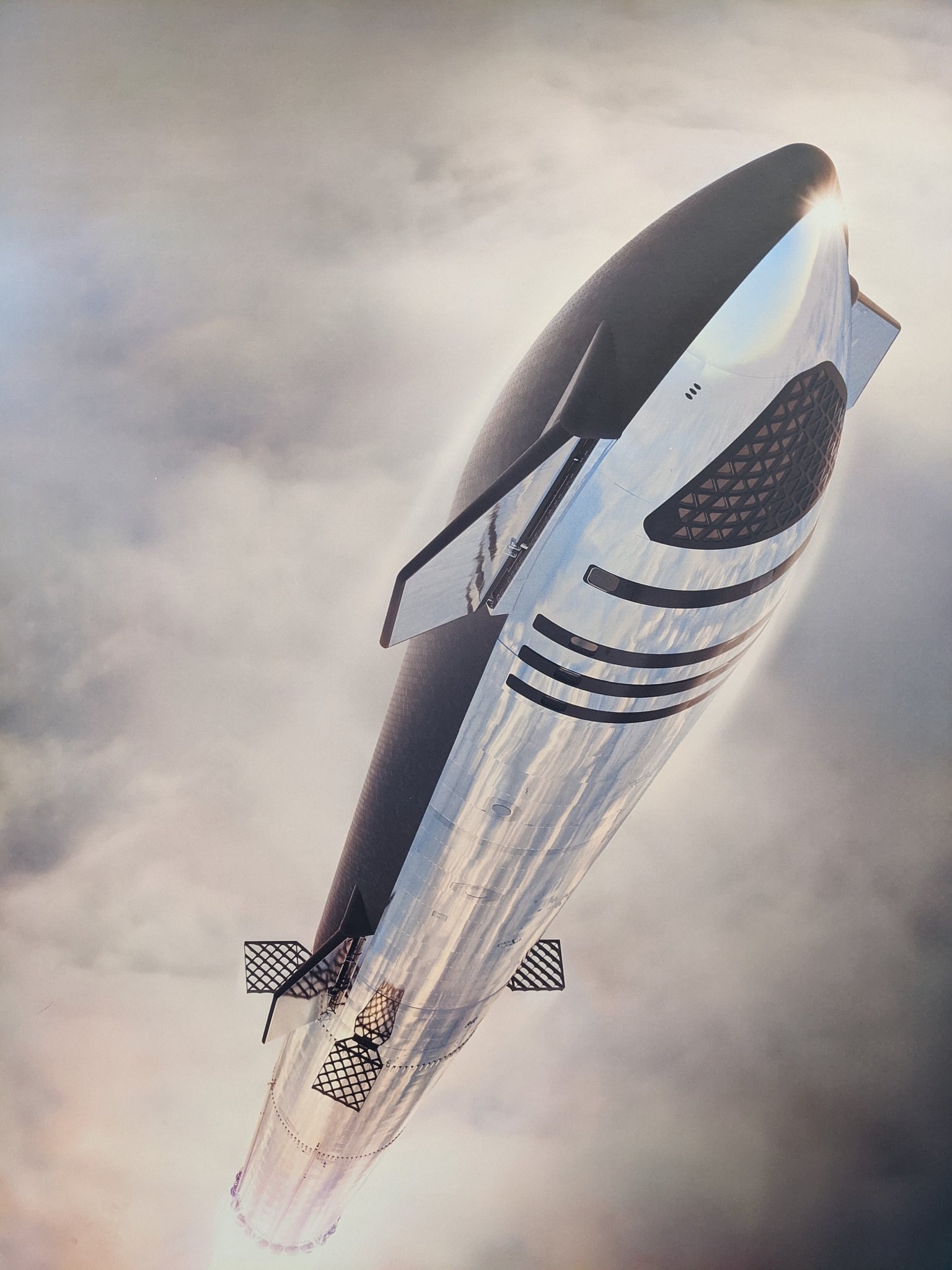 Starship: SpaceX, Six Raptor engines at the aft end of the spacecraft. 1540x2050 HD Background.