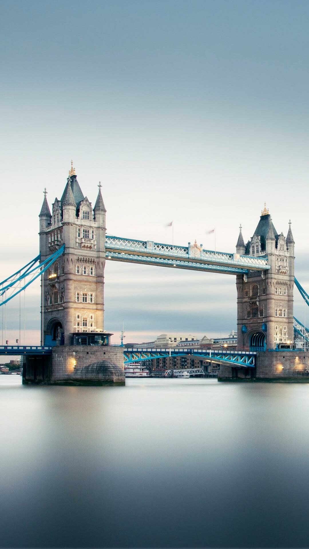 Tower Bridge: A two-sided suspension bridge with a magnificent drawbridge. 1080x1920 Full HD Background.