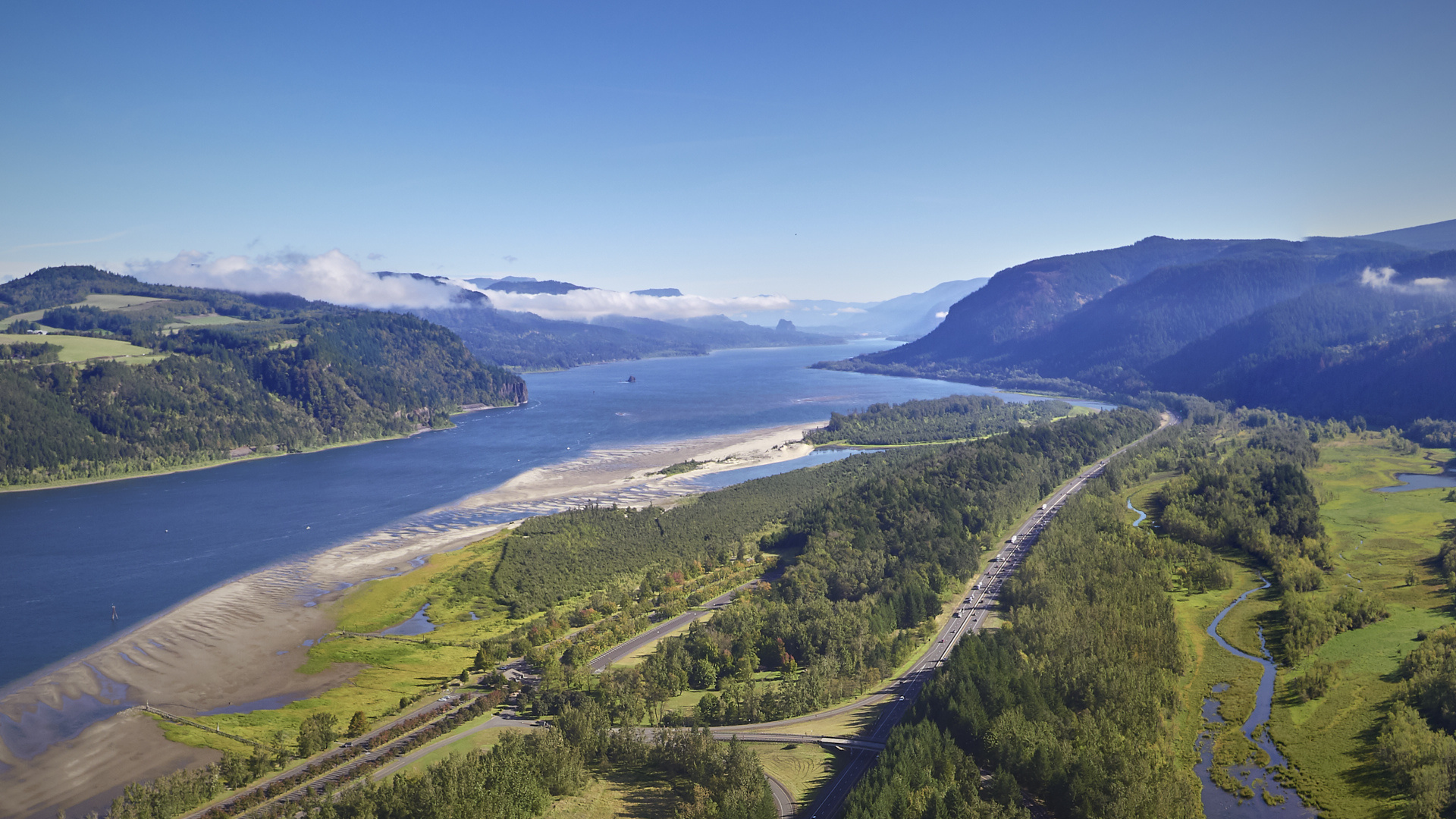 Columbia River, Drone photography, Auto mode tips, Stunning aerial shots, 1920x1080 Full HD Desktop