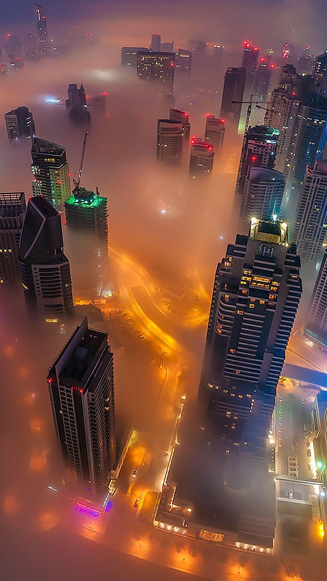 Dubai: Aerial view, City center, Sheikh Zayed Road. 1080x1920 Full HD Wallpaper.