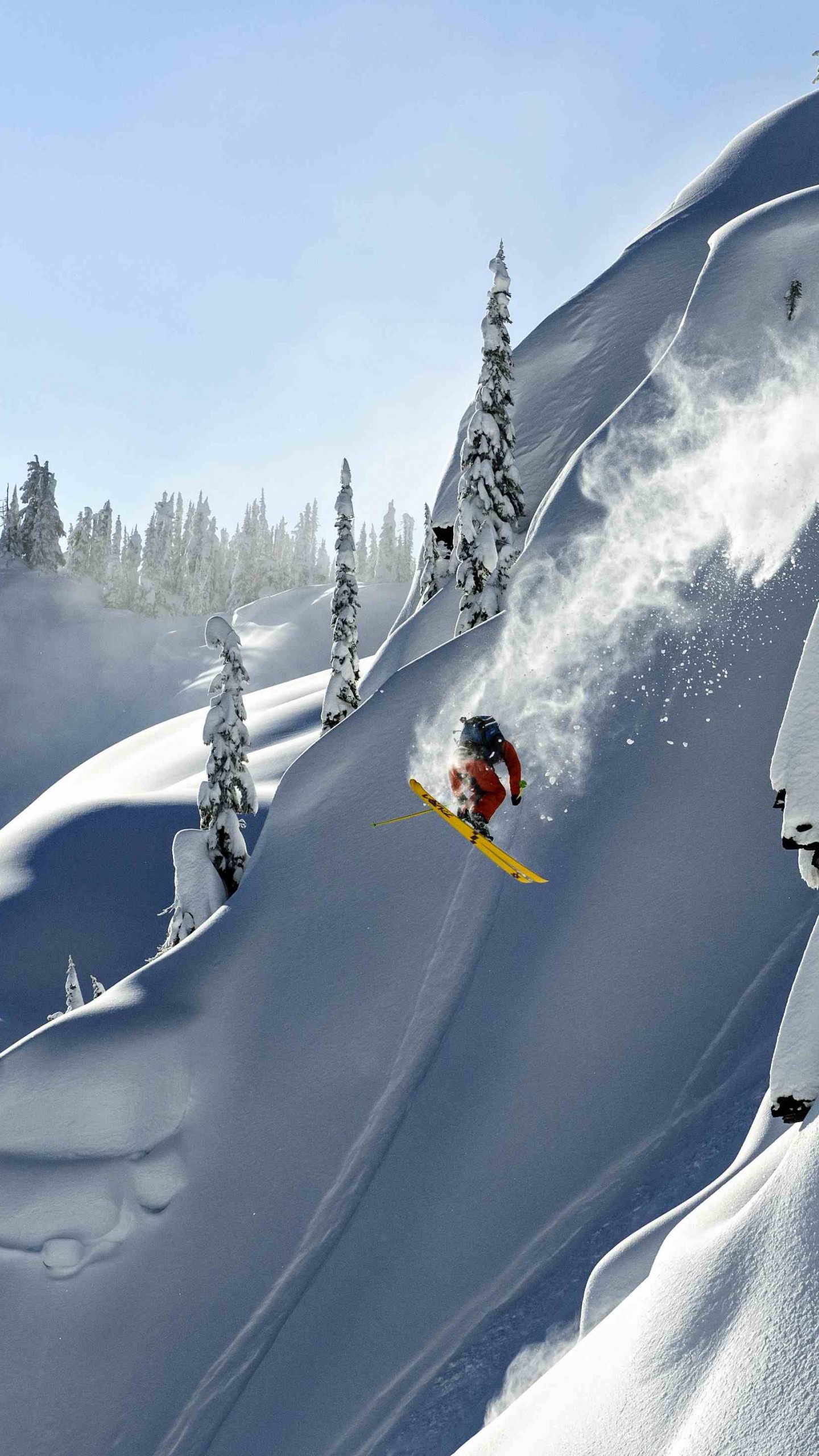Skiing: Alaska Heli-skiing, Haines, Thomas Hlawitschka, Winter, Snow, Mountains, Nature. 1440x2560 HD Background.