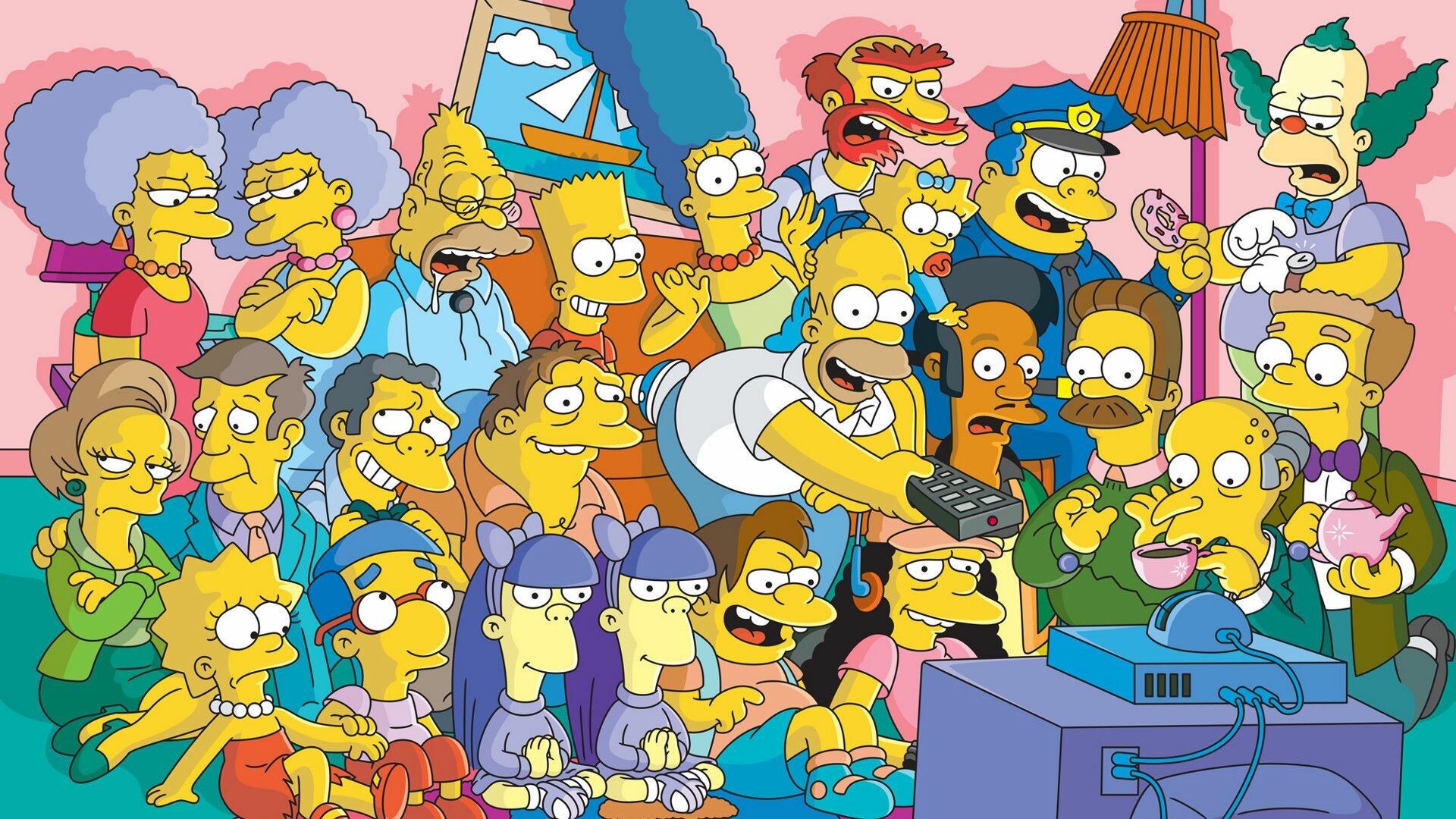 The Simpsons: The 20th century's best television series by the Time magazine. 1920x1080 Full HD Background.