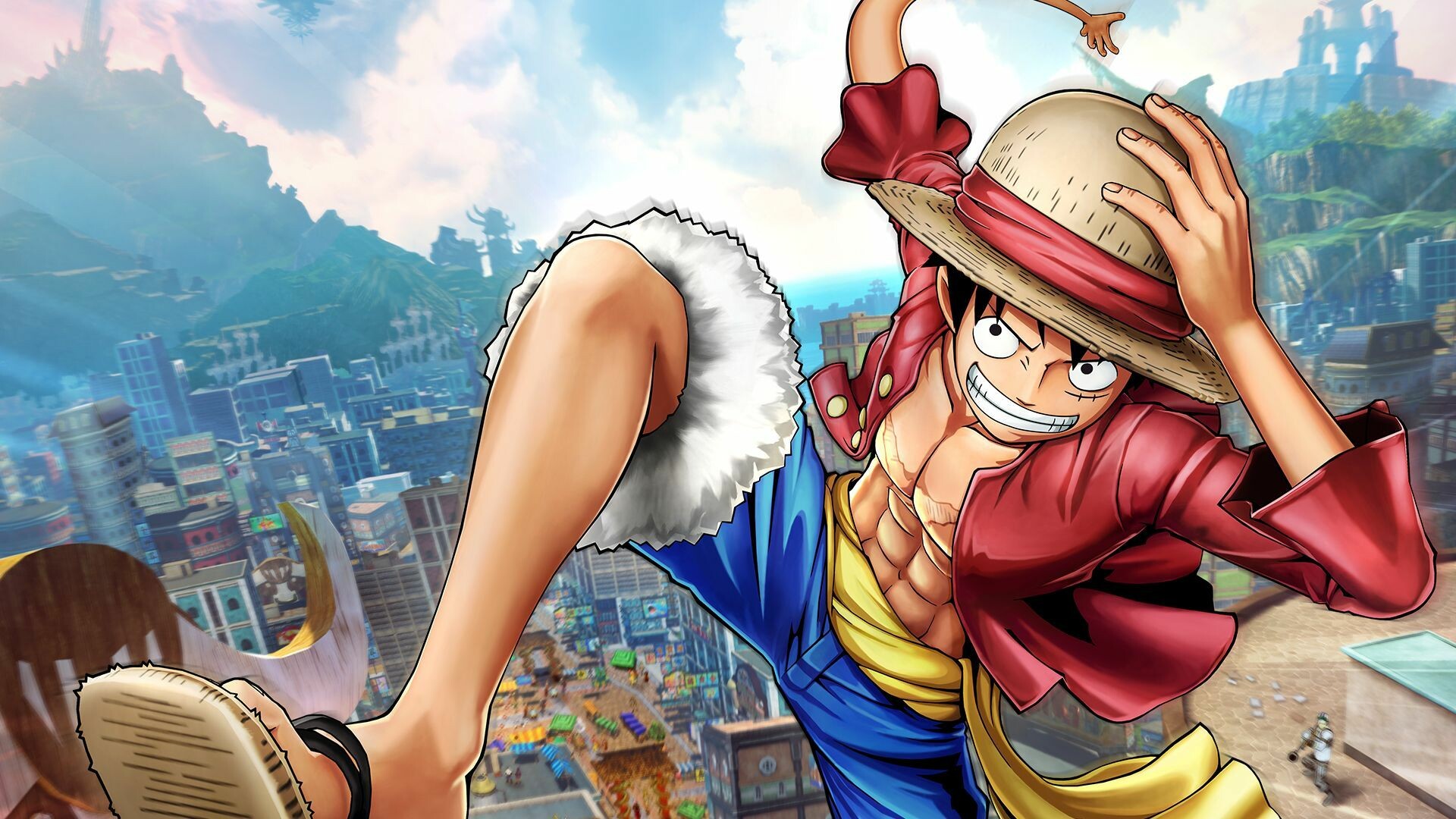 One Piece: Monkey D. Luffy, the founder and captain of the Straw Hat Pirates. 1920x1080 Full HD Background.