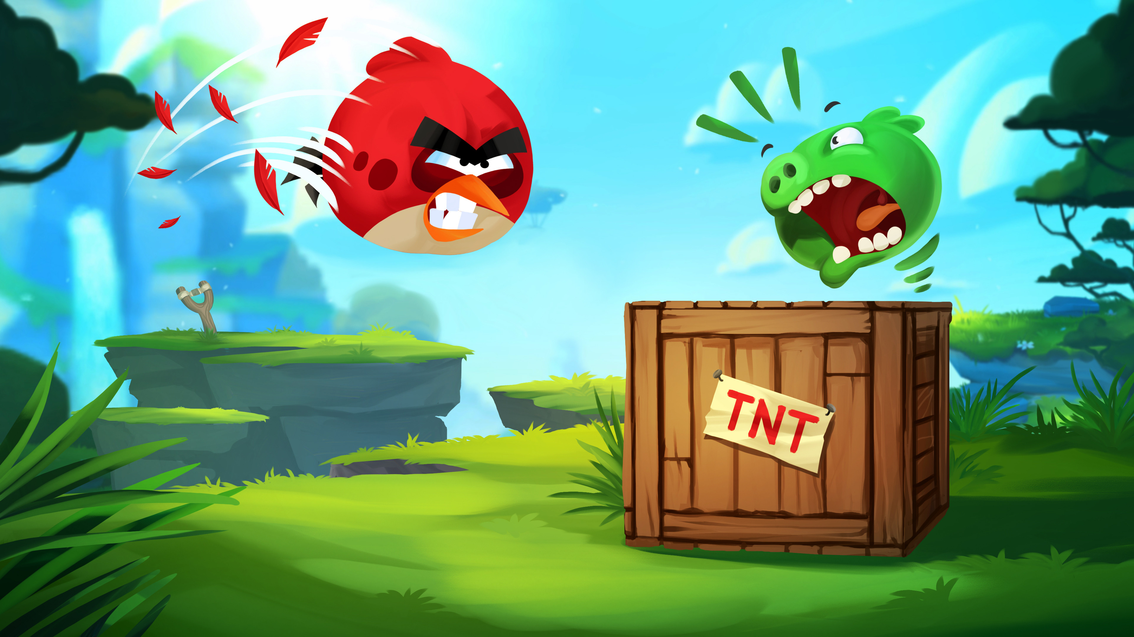 Angry Birds Slingshot stories, Artistic interpretation, Gaming fan art, Angry Birds universe, 3840x2160 4K Desktop