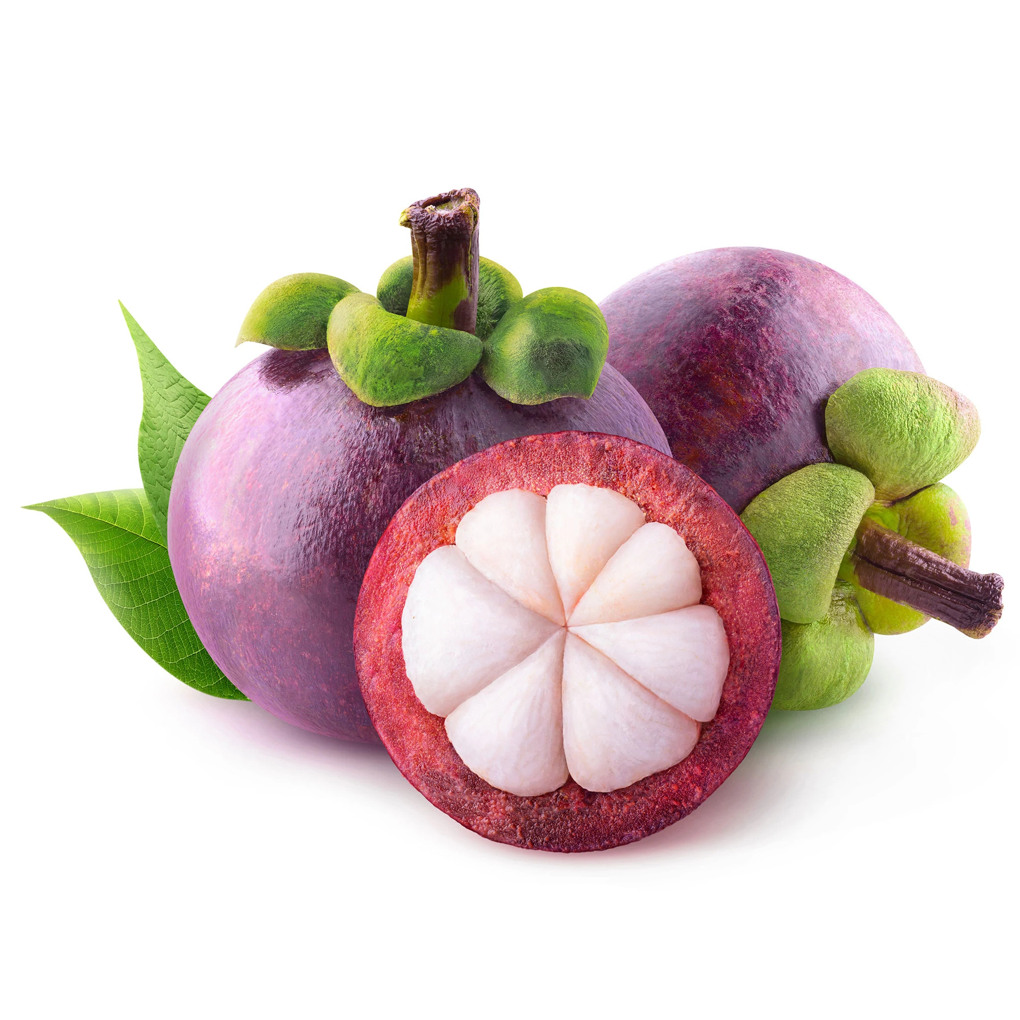 Mangosteen: Fluid-filled vesicles, An inedible, deep reddish-purple colored rind. 2050x2050 HD Background.