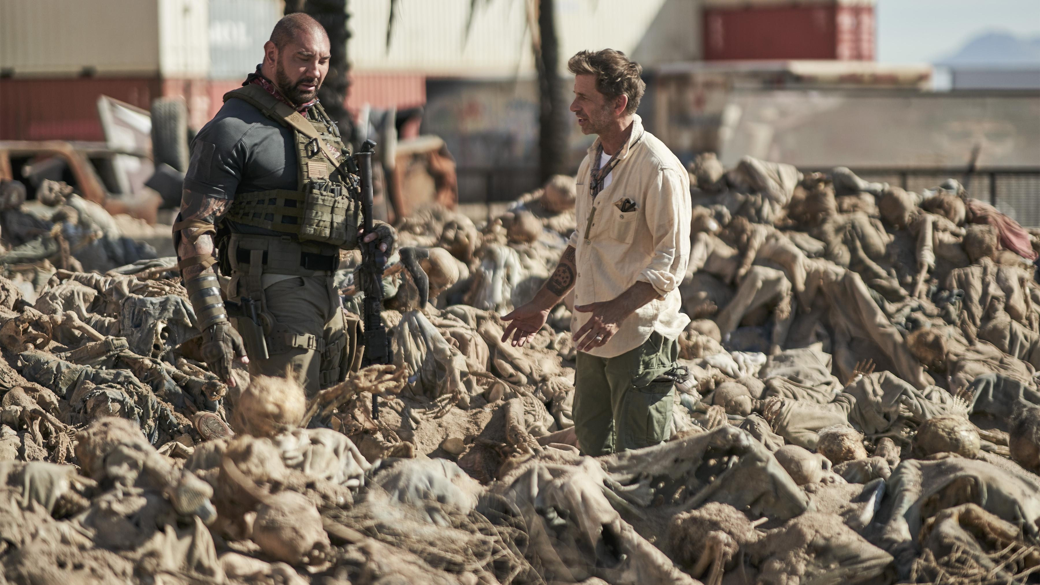 Army of the Dead, Behind the scenes, Zack Snyder, Dave Bautista, 3600x2030 HD Desktop