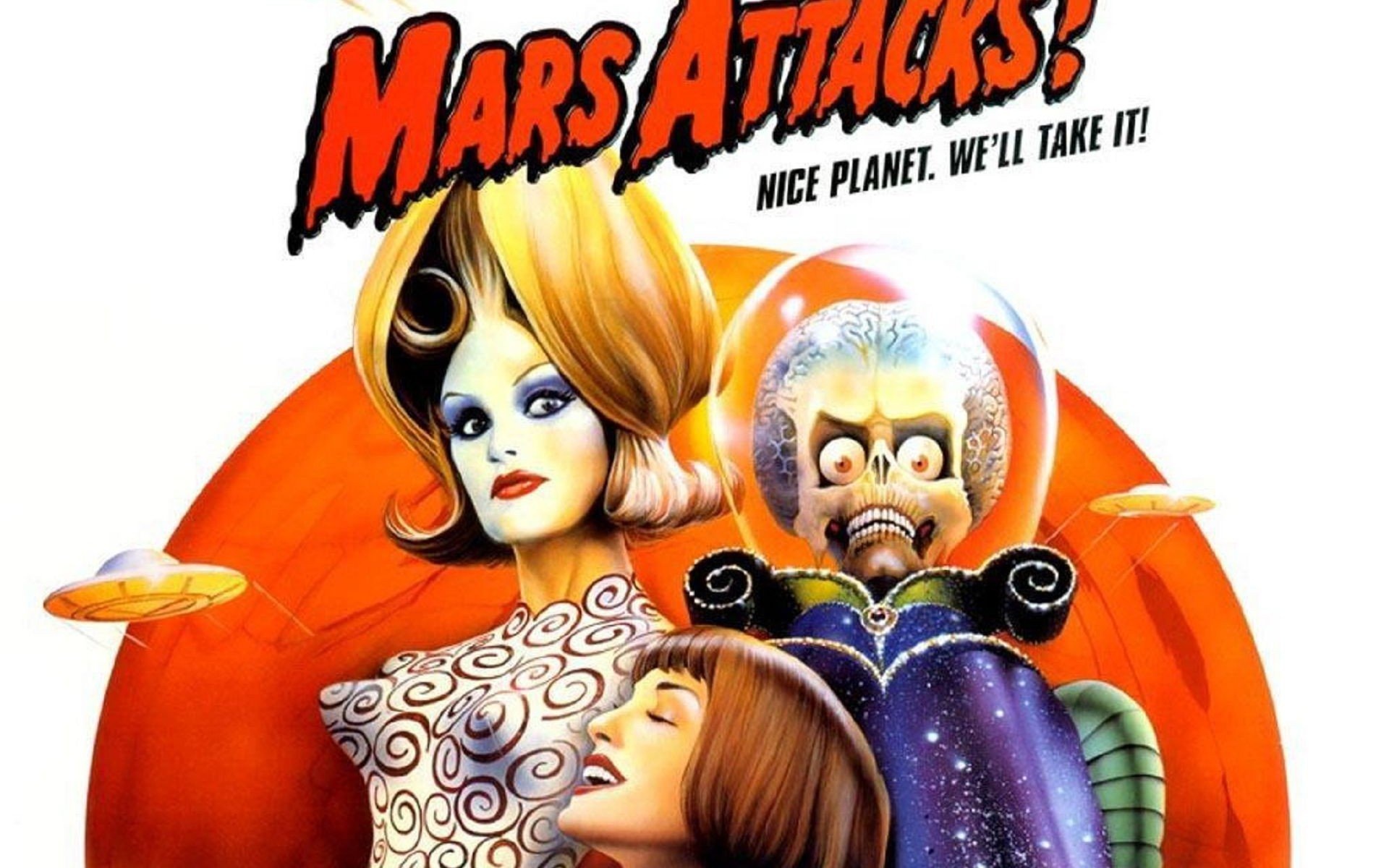 Mars Attacks!, Apocalyptic movie poster, Alien invasion, Tim Burton film, 1920x1200 HD Desktop