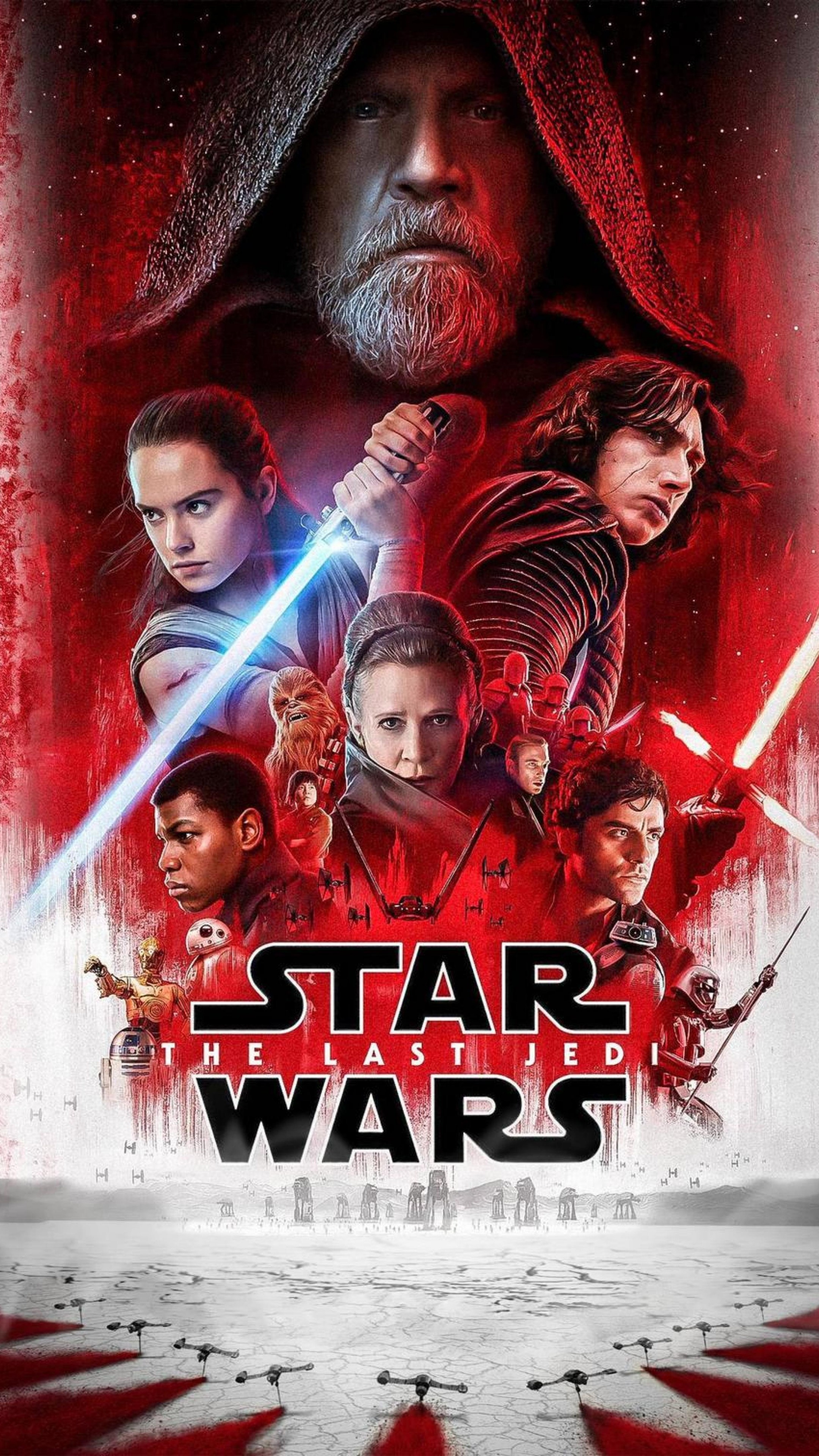 Adam Driver, Star Wars The Last Jedi, Daisy Ridley, Carrie Fisher, 2160x3840 4K Handy