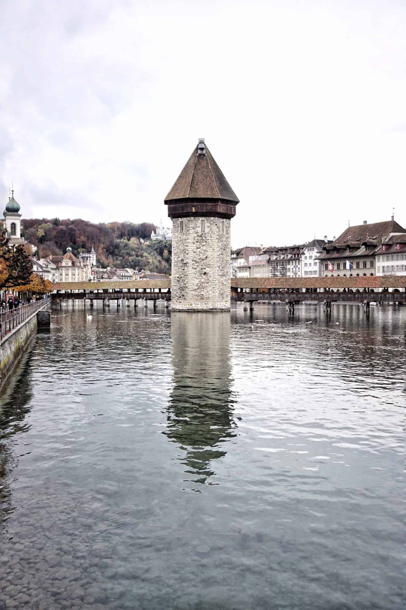 Chapel Bridge, Water tower, Lucerne, Swiss beauty, 1370x2050 HD Phone