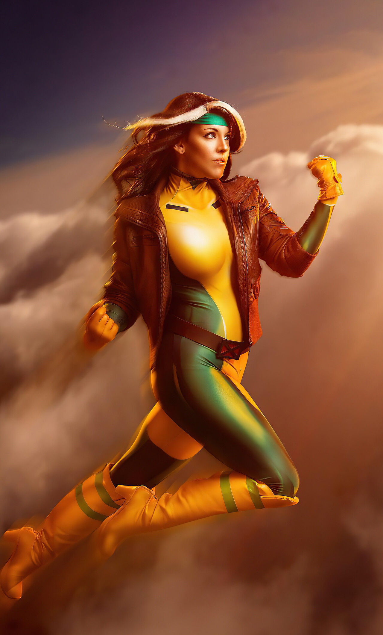 Rogue (Marvel): X-Men cosplay, Adopted by Mystique and Destiny and inducted into the Brotherhood of Evil Mutants. 1280x2120 HD Background.