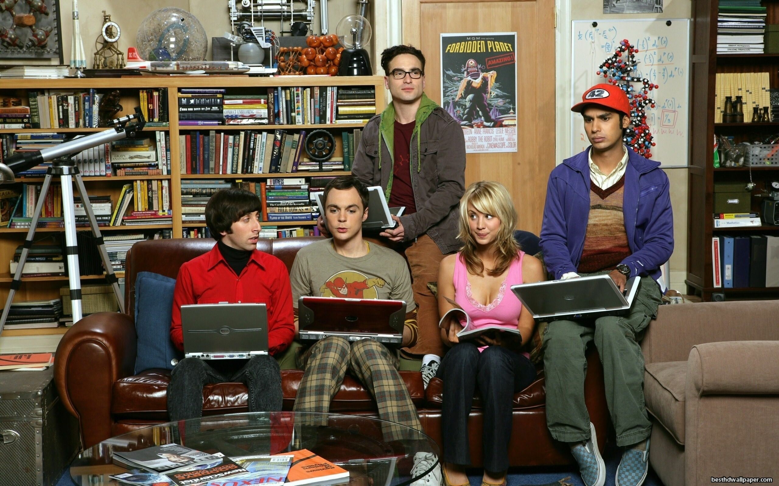 The Big Bang Theory: The four main male characters are employed at Caltech and have science-related occupations. 2560x1600 HD Background.