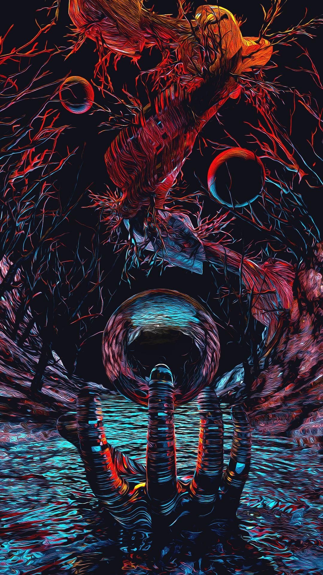 Gothic Art: Abstract dark fantasy illustration, Psychedelic paintings, Visual fantasy. 1080x1920 Full HD Background.