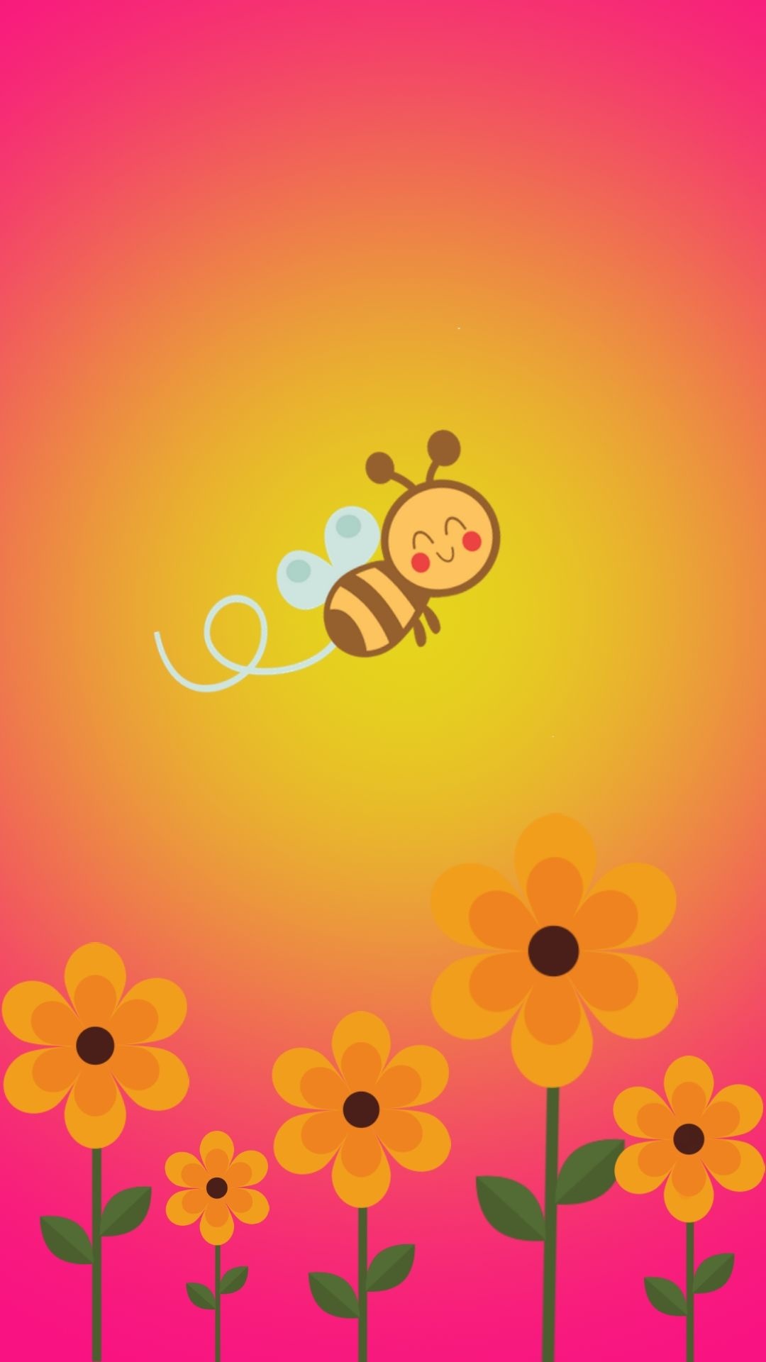 Bee: Honeybee, Cartoon character, Illustration. 1080x1920 Full HD Background.