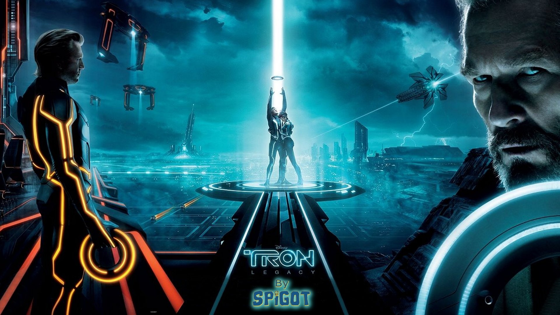 Tron (Movie): Jeff Bridges reprised his roles as Kevin Flynn and Clu. 1920x1080 Full HD Wallpaper.