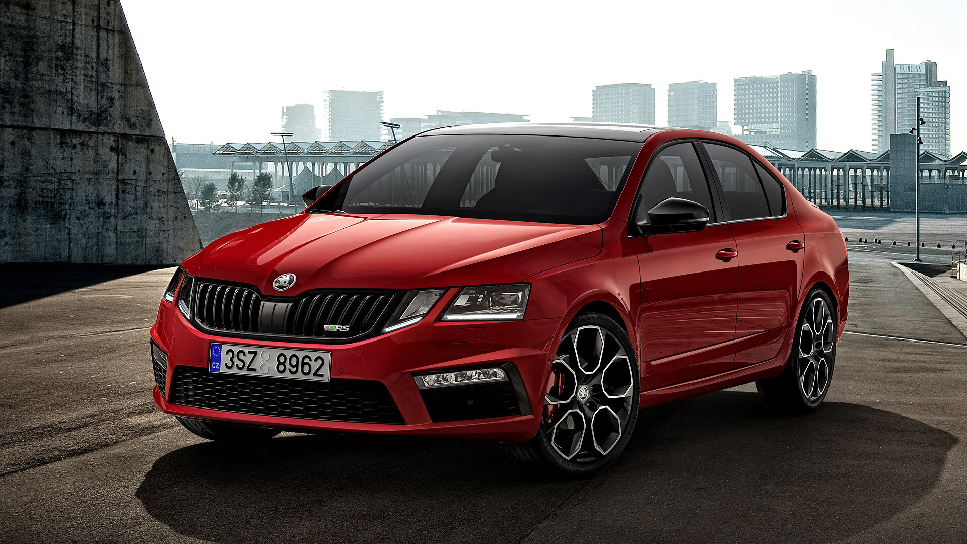 Skoda: vRS, A five-door hatchback or estate with a choice of petrol or diesel power, manual or dual-clutch automatic gearboxes. 1920x1080 Full HD Background.
