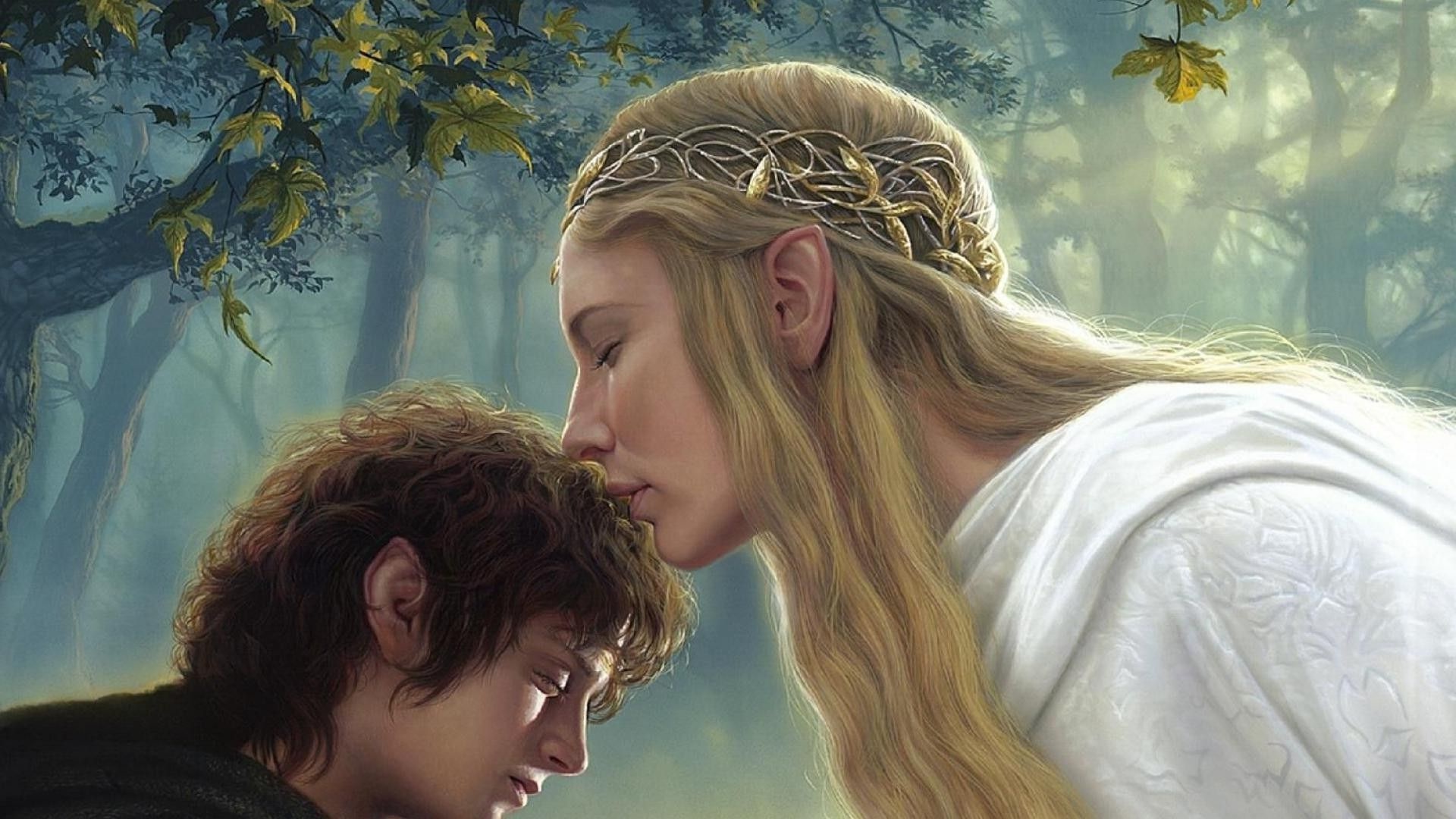 Galadriel: The only daughter and youngest child of Finarfin, prince of the Noldor, and Earwen, Frodo Baggins. 1920x1080 Full HD Wallpaper.