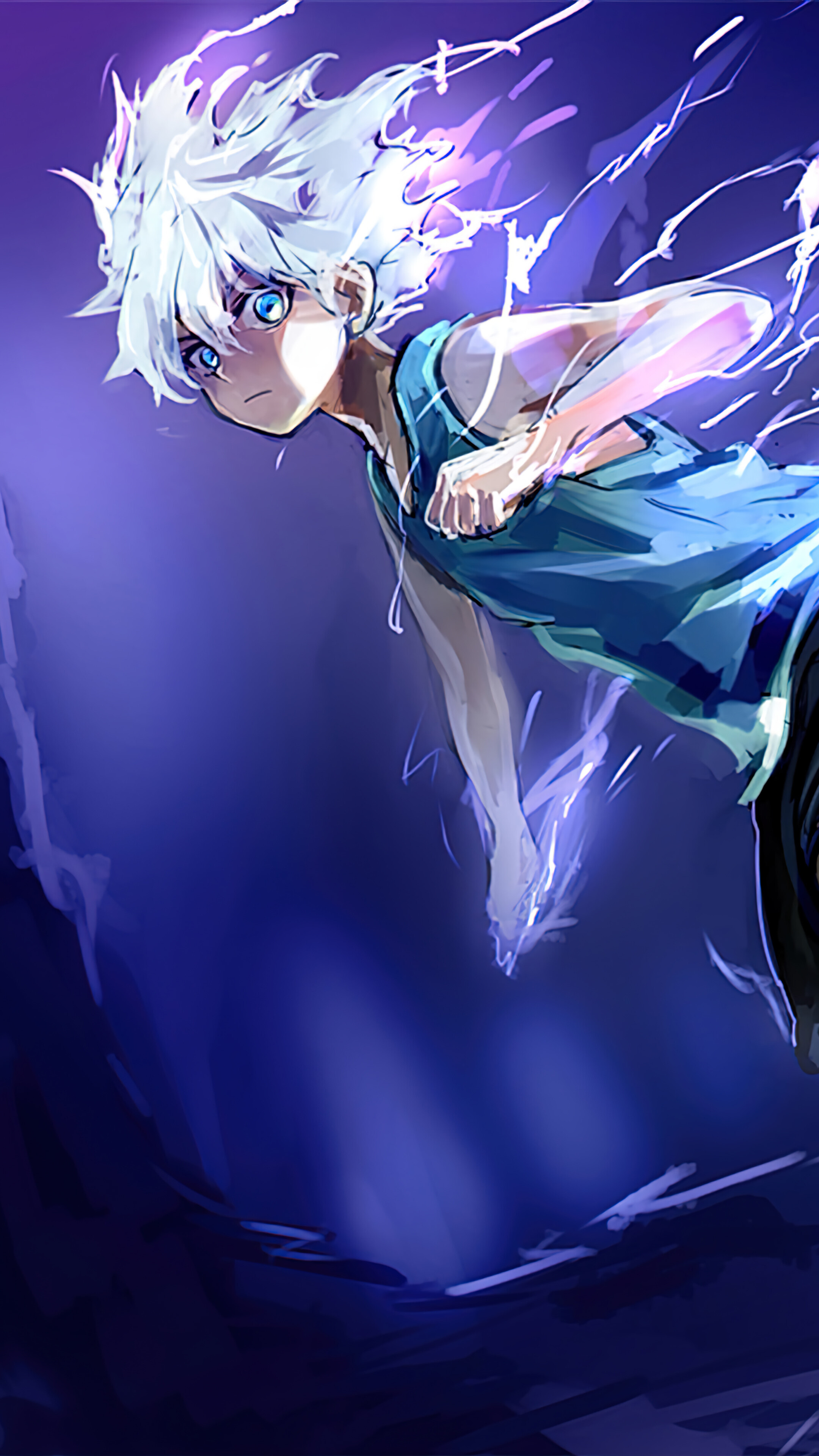 Killua, Anime character, Lightning powers, PC desktop wallpaper, 2160x3840 4K Phone