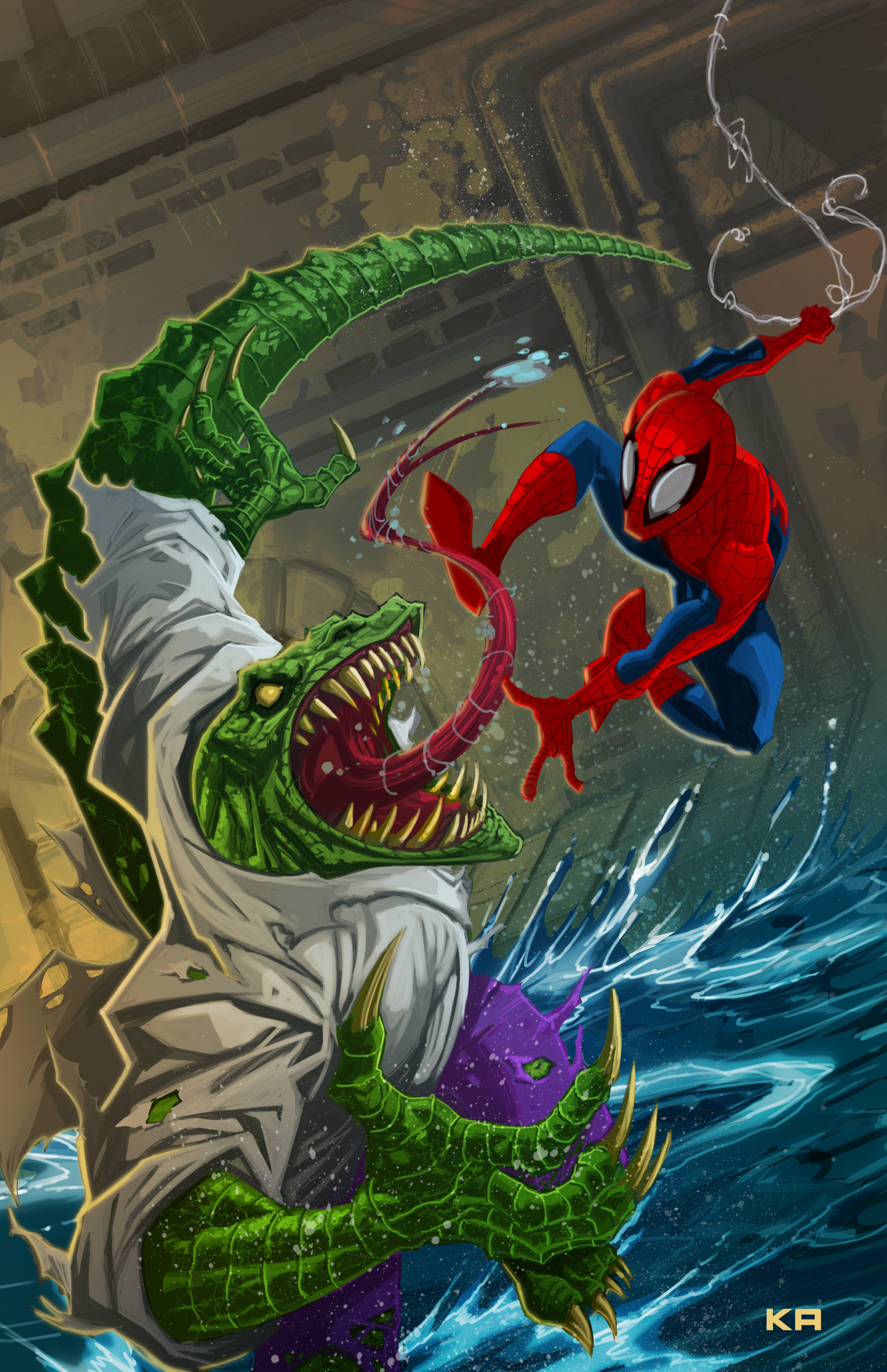 Spider-Man vs The Lizard, Artstation, 1920x2970 HD Phone