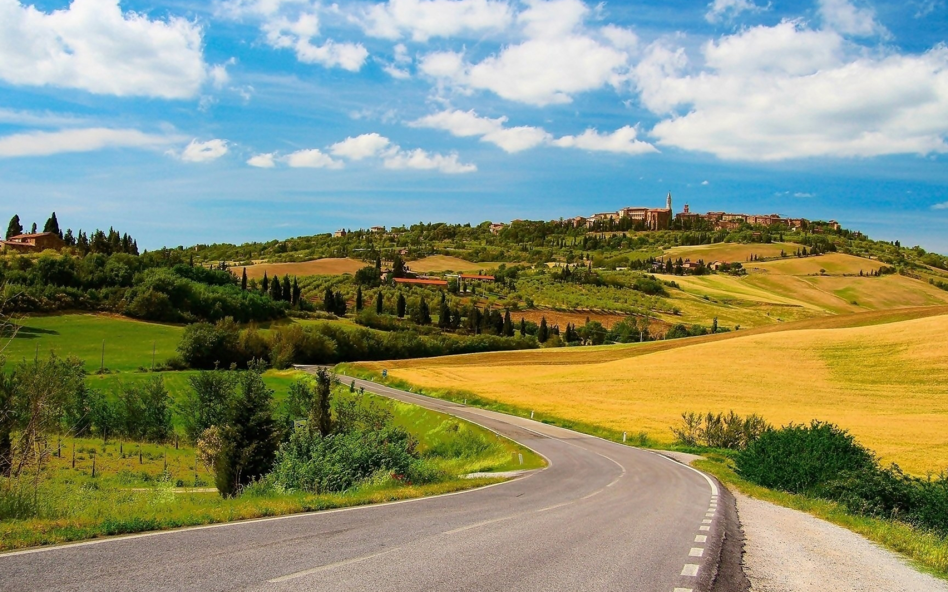 Tuscany summer way, Italian field views, Full HD wallpapers, Italian countryside, 1920x1200 HD Desktop