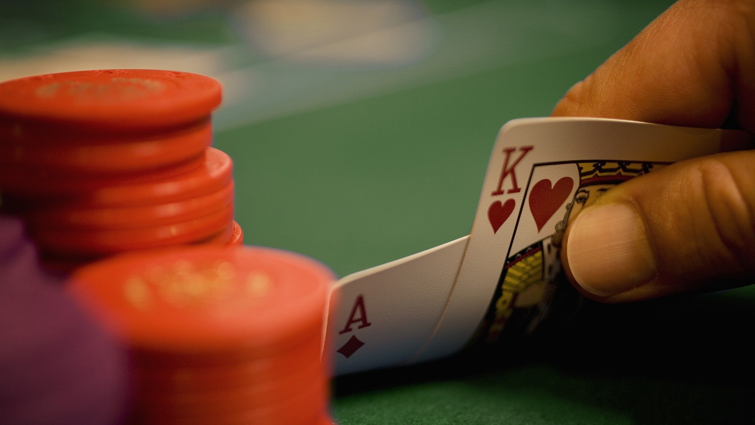 Poker: Ace-King, Suited, A very strong starting hand, No-Limit Holdem Poker. 2560x1440 HD Wallpaper.
