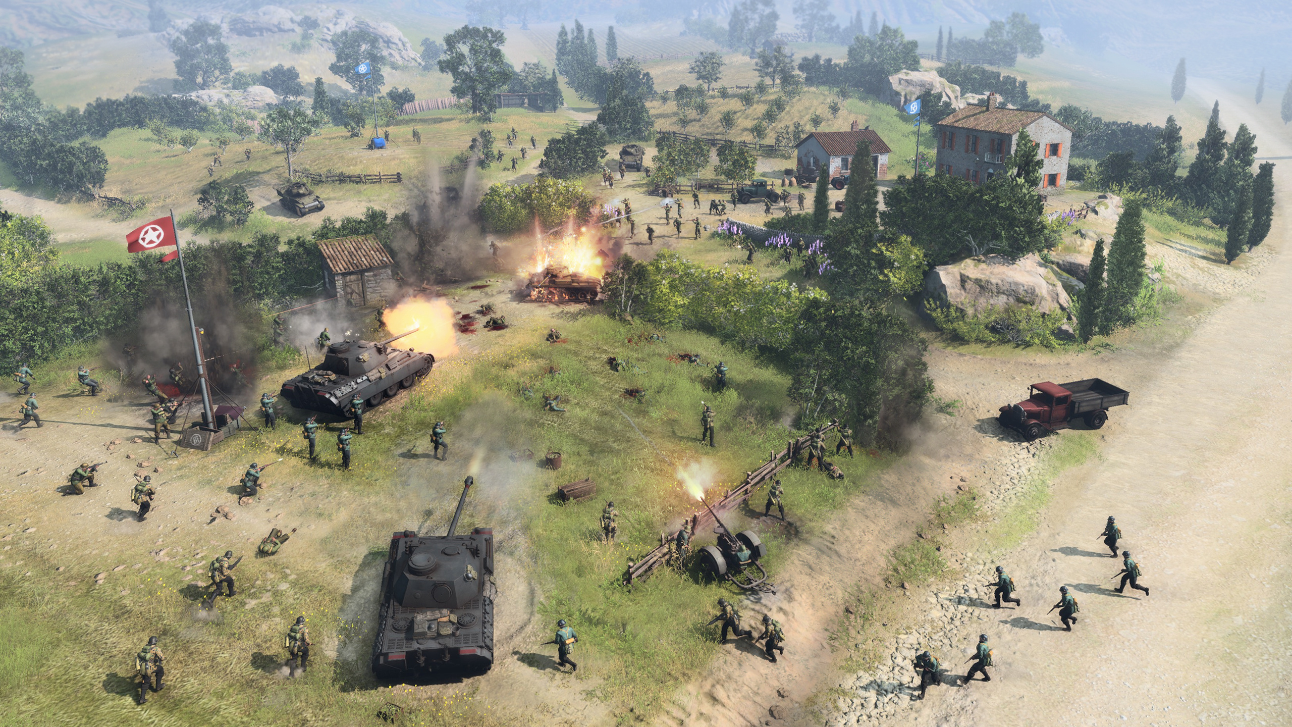 Company of Heroes 3: Breach is a new feature that allows certain squads to clear an enemy from an occupied building. 2560x1440 HD Background.