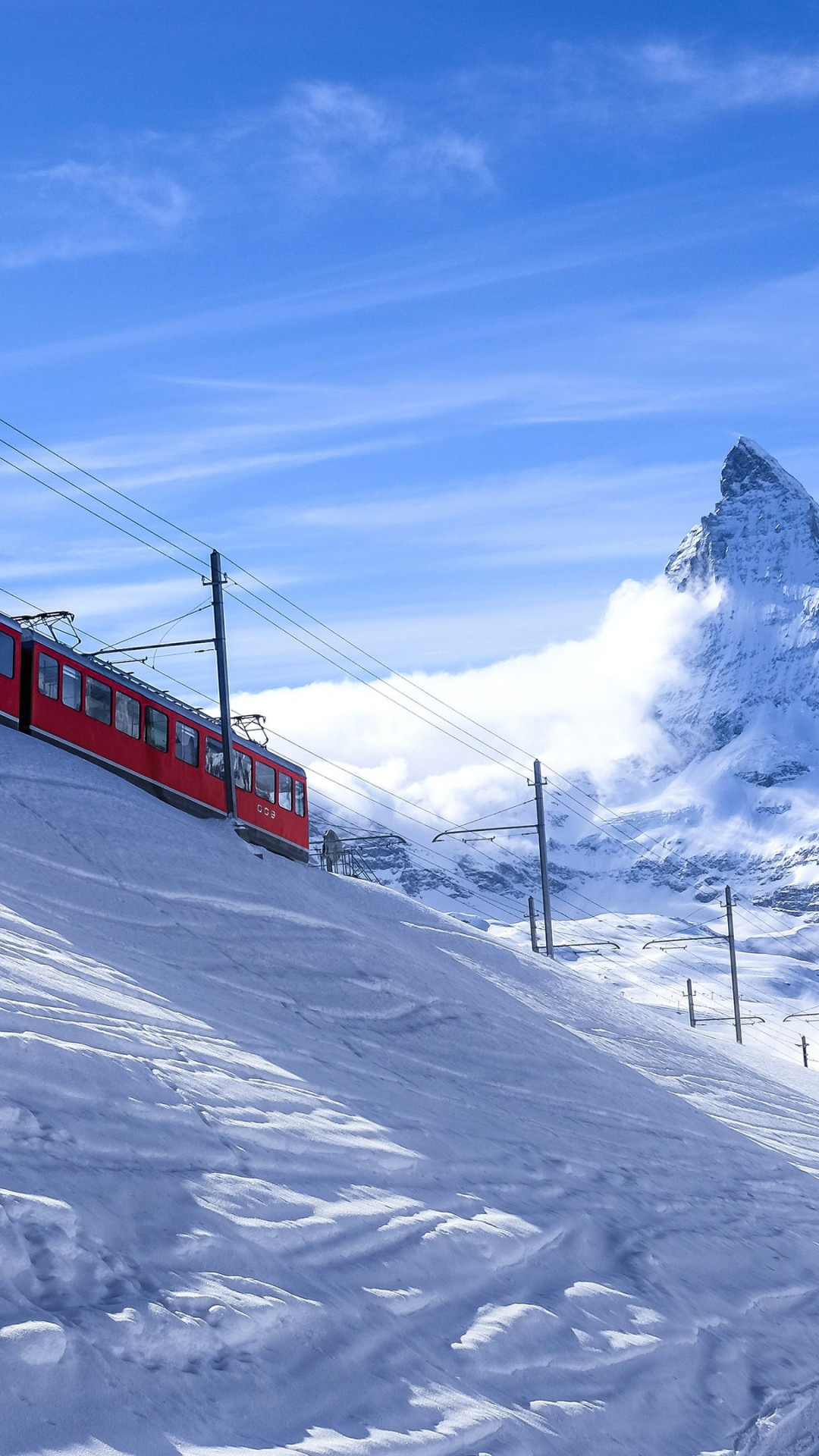 Switzerland Alps train, Snowy mountains, Sky-high adventure, Scenic railways, 1080x1920 Full HD Phone