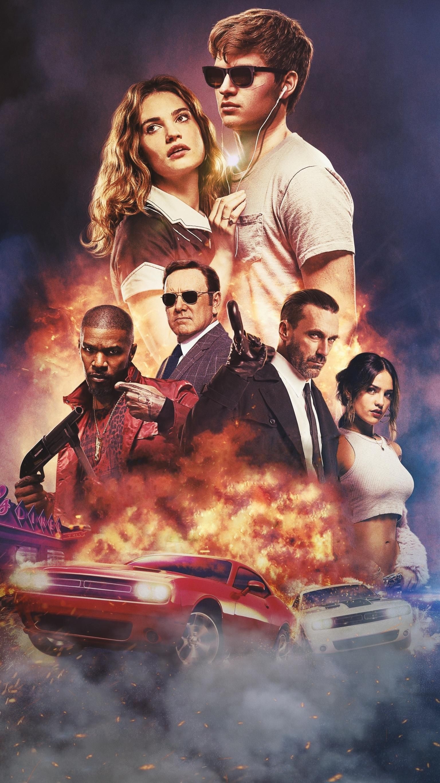 Baby Driver, Action film, Phone wallpaper, High-octane chase, 1540x2740 HD Phone