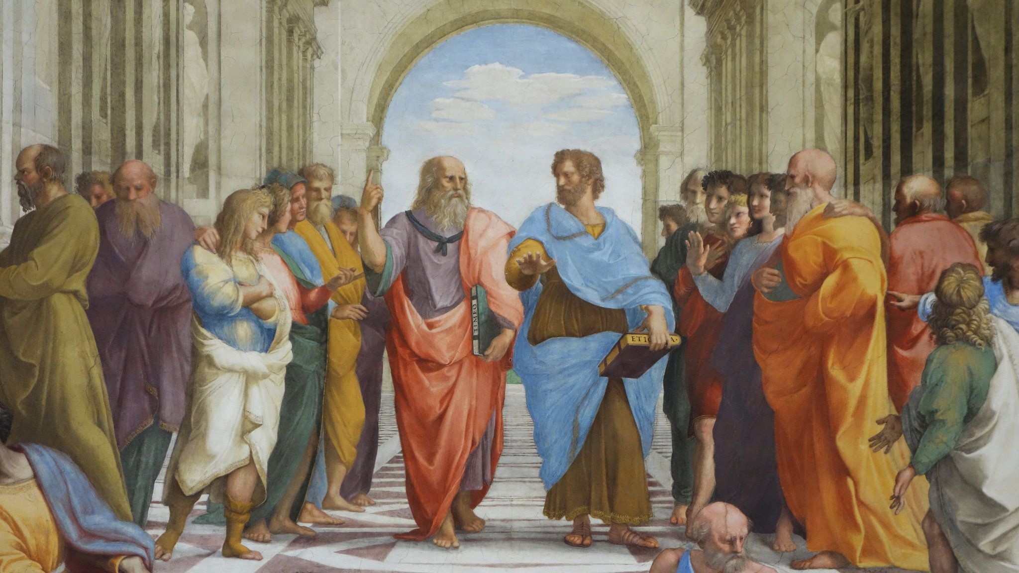 Plato, Raphael and Aristotle, School of Athens, 2050x1160 HD Desktop