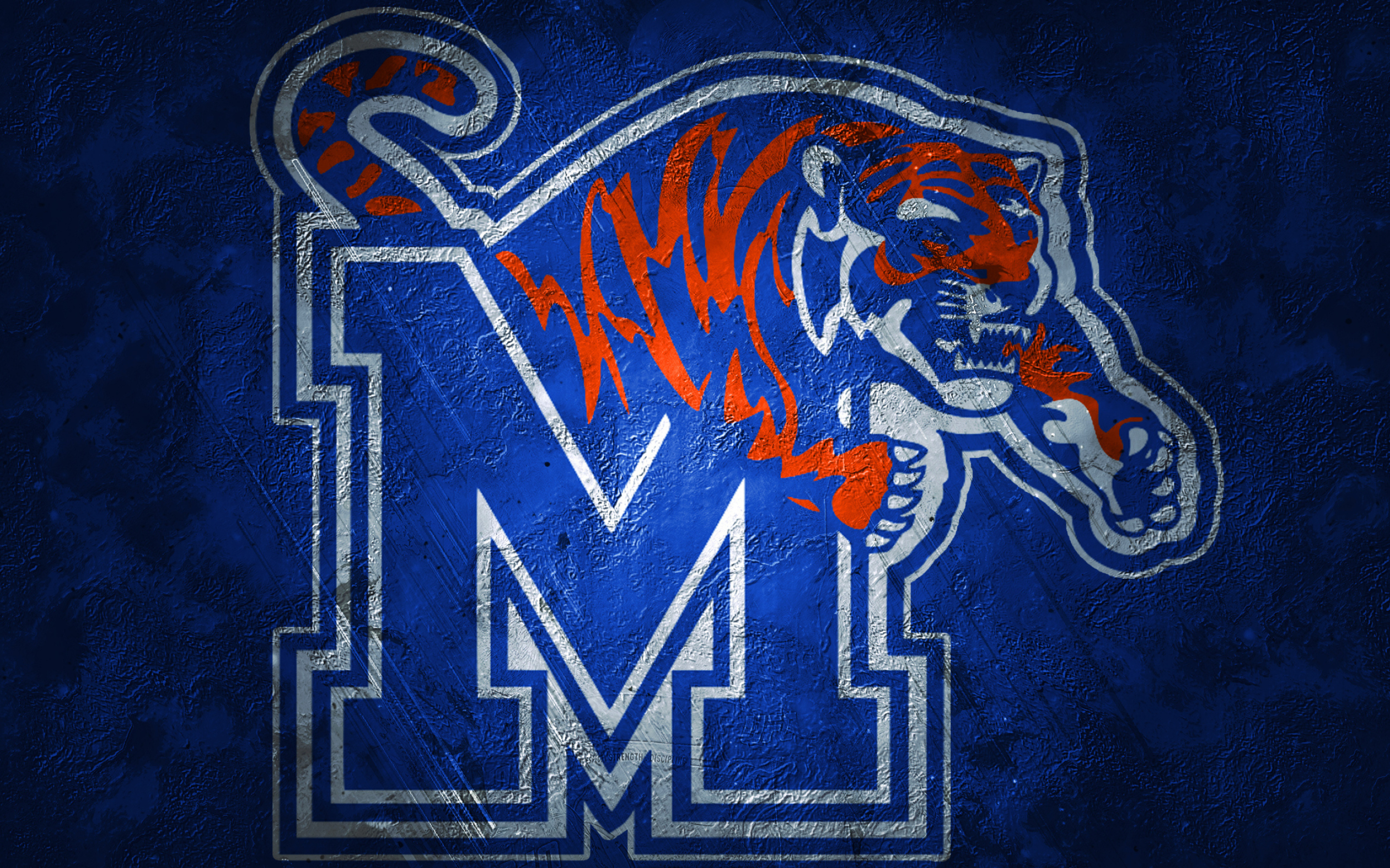 Memphis Tigers, American football, Blue background, NCAA emblem, 2880x1800 HD Desktop