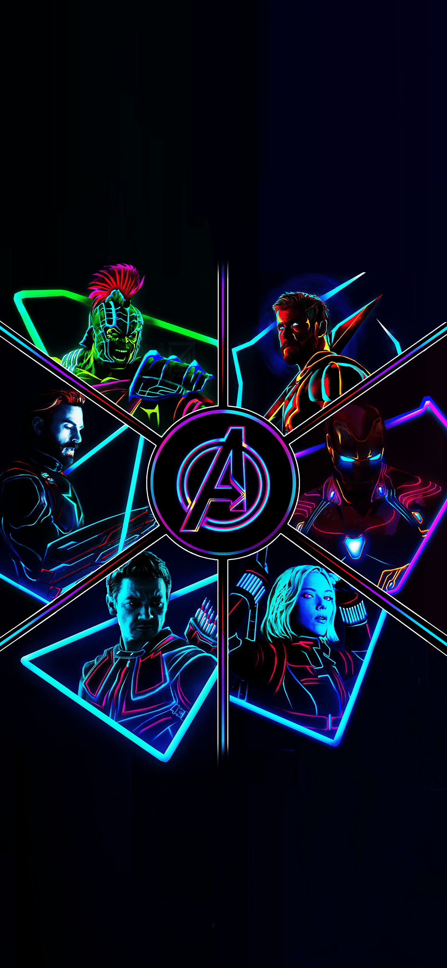 Avengers: Digital art, Neon, Marvel studio. 1440x3120 HD Background.