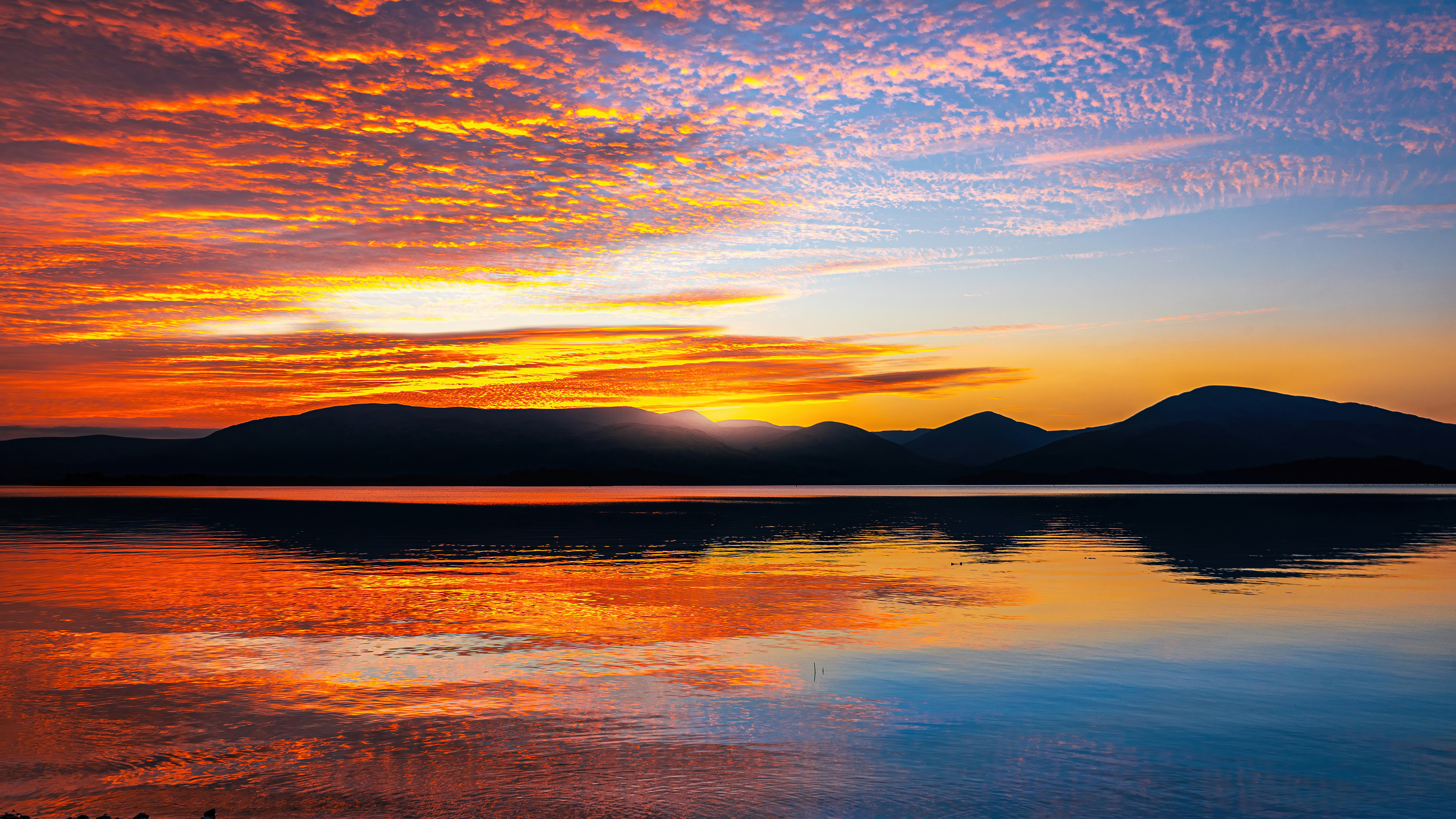 Loch Lomond sunset, Scottish beauty, Tranquil atmosphere, Reflections, 3840x2160 4K Desktop