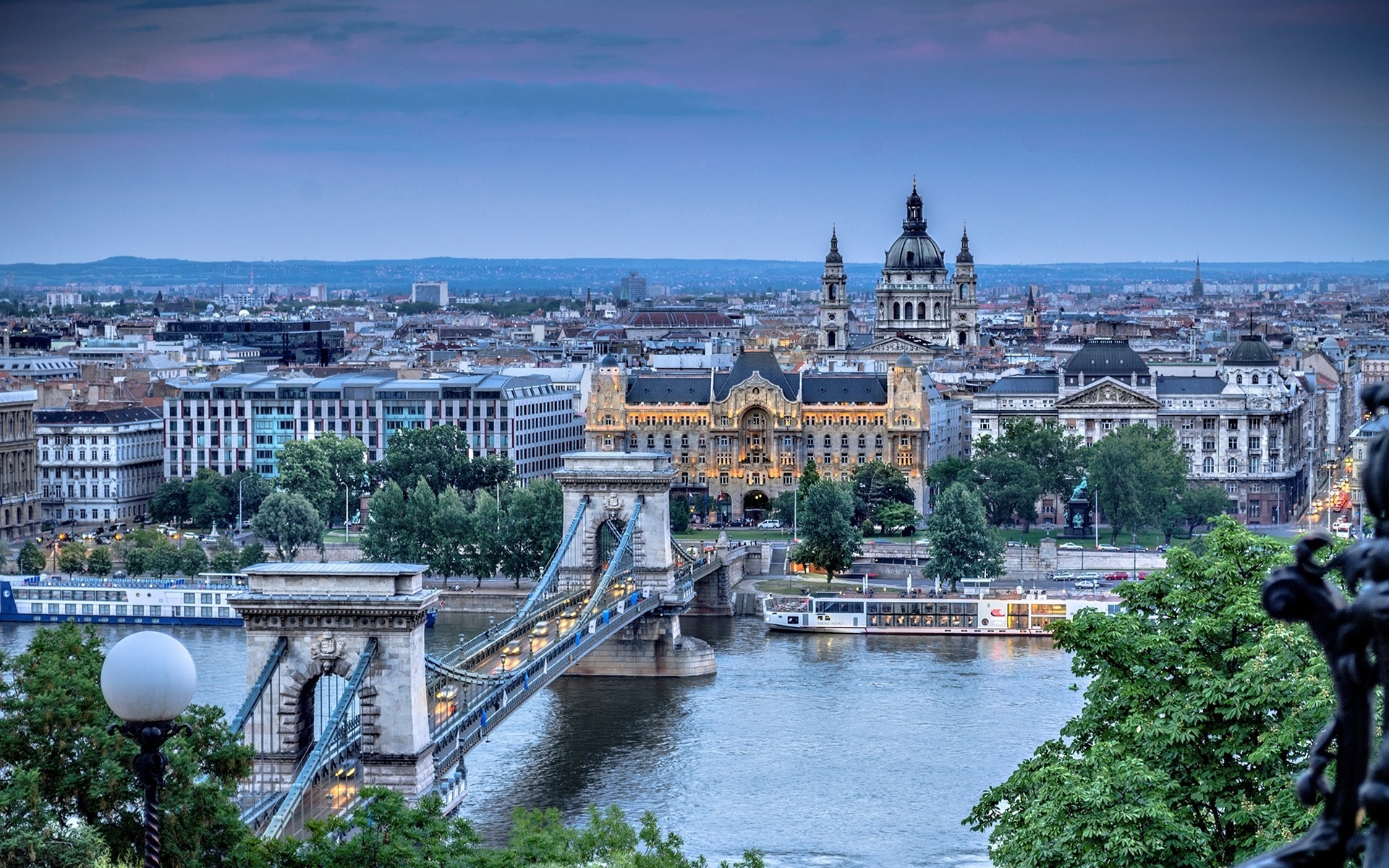 Danube River, Budapest, Szechenyi Chain Bridge, City architecture, 1920x1200 HD Desktop