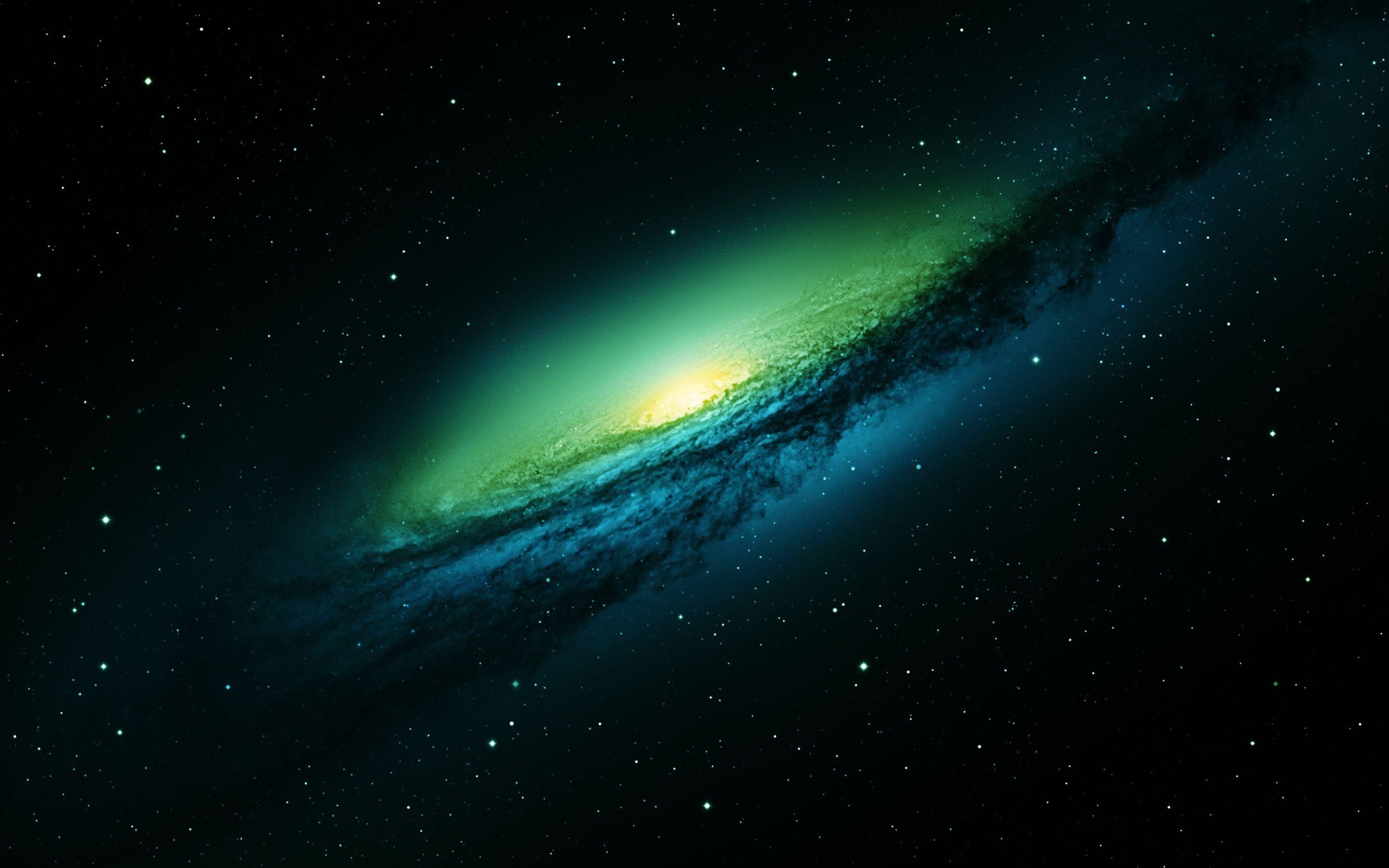 Green Nebula: Monochrome Milky Way, The galaxy that includes Solar System. 2880x1800 HD Background.