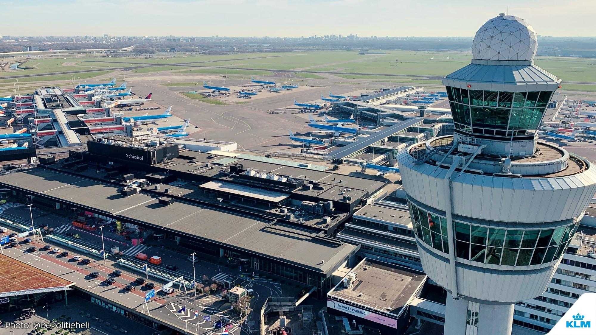 Amsterdam-Schiphol Airport, KLM fleet, Aircraft parking, Amsterdam photography, 2000x1130 HD Desktop