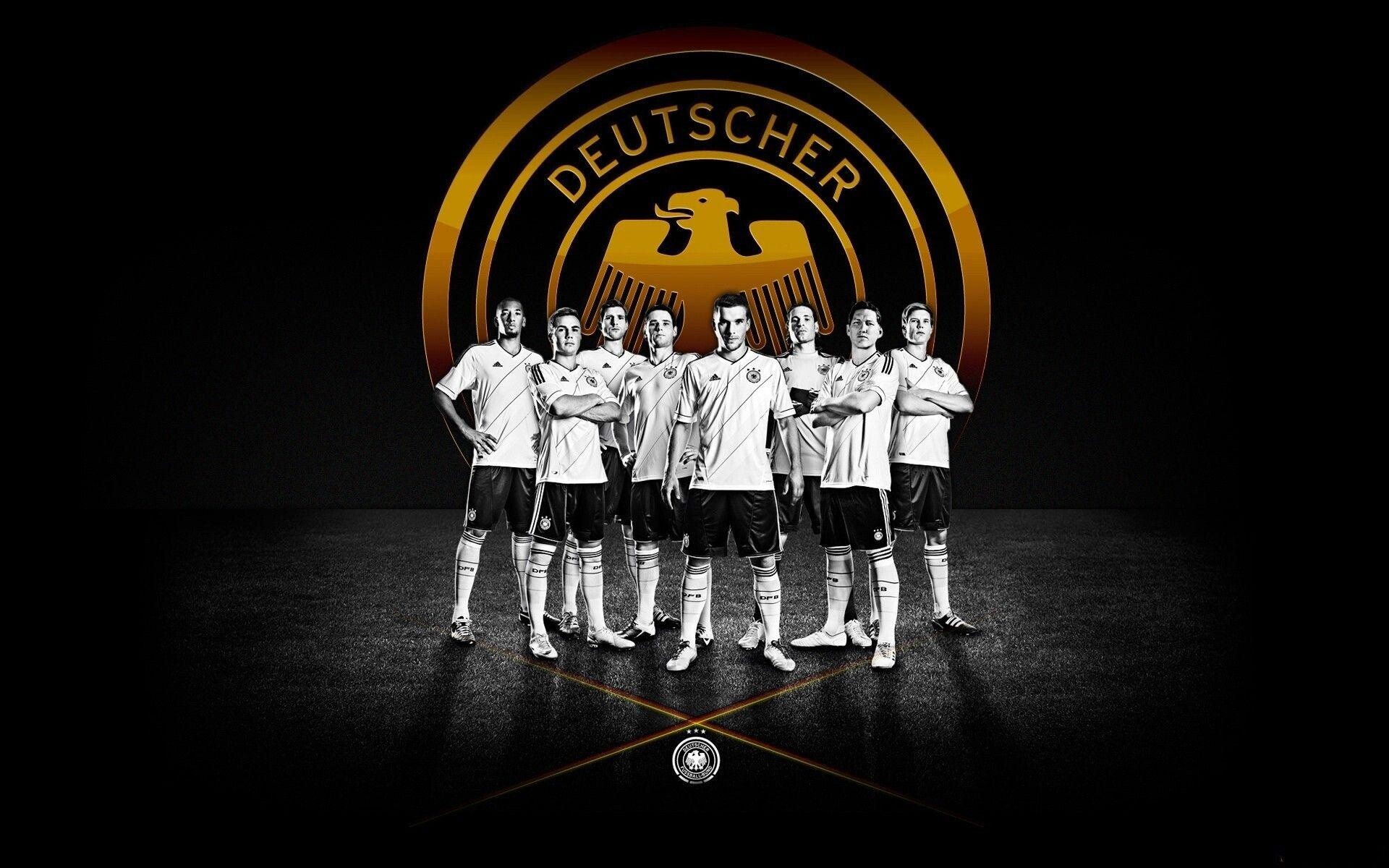 Germany Soccer Team: Mario Gotze, Timo Werner, Bastian Schweinsteiger, Joachim Low, World champions. 1920x1200 HD Background.