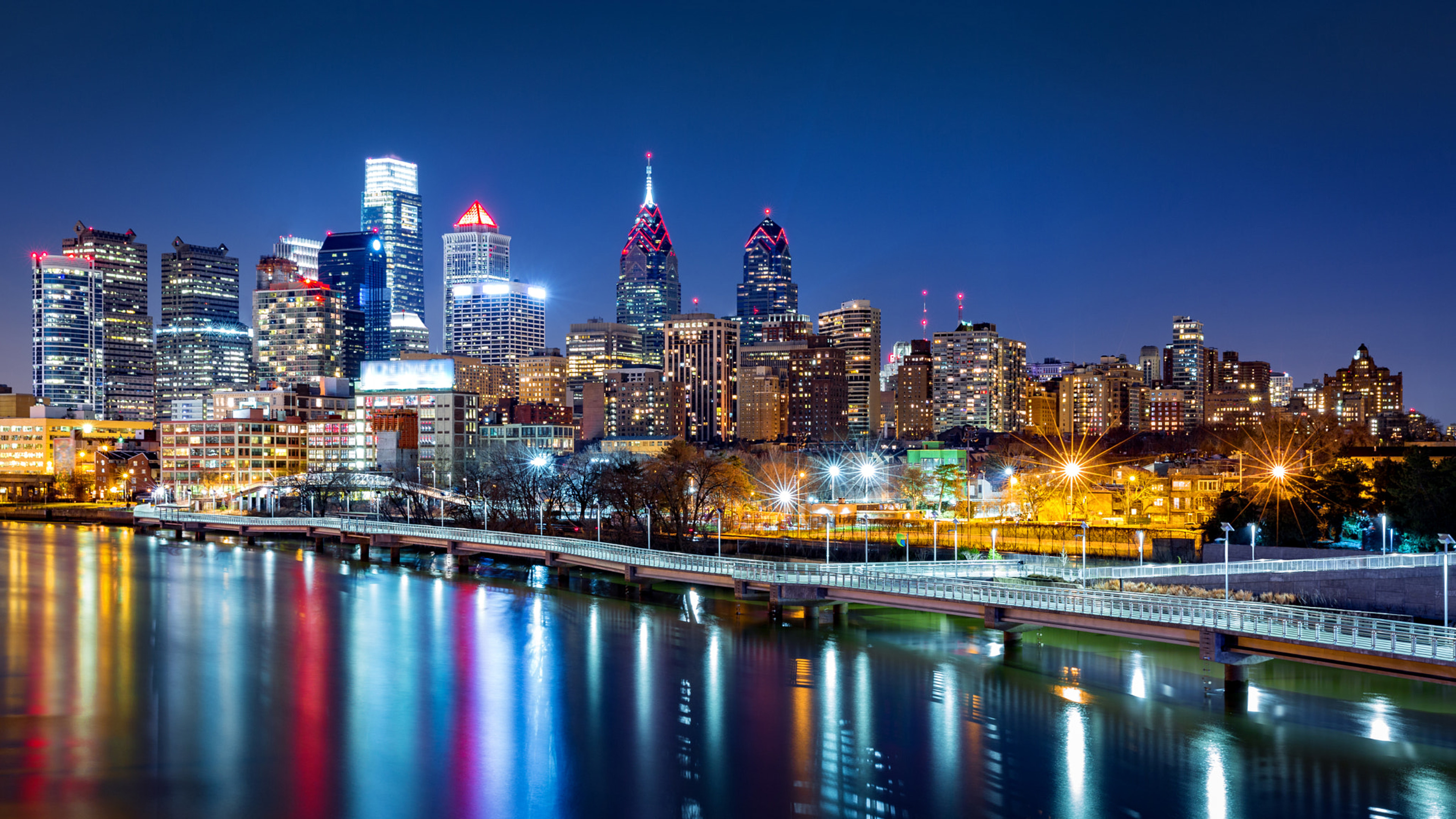 Philly Skyline, Cityscape at night, Android wallpapers, Ethan Johnson, 3840x2160 4K Desktop