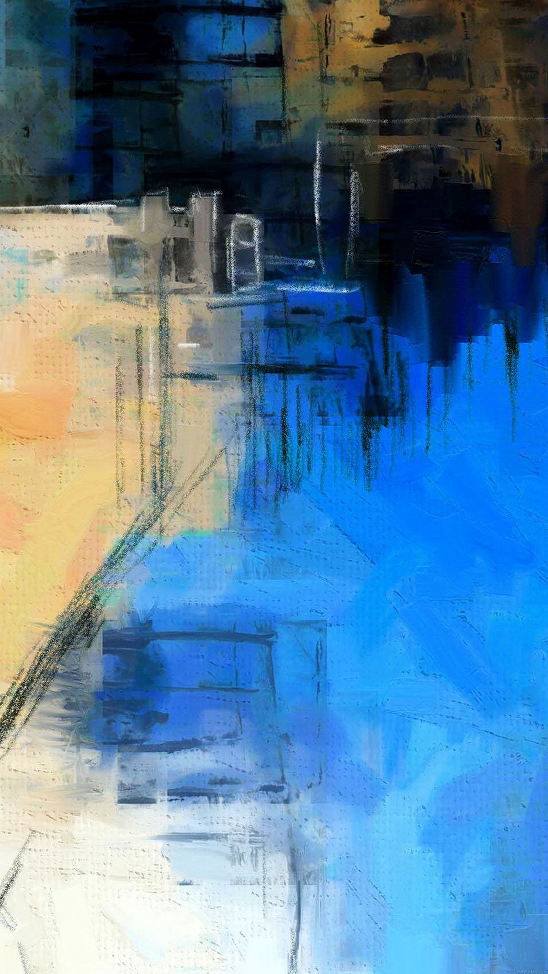 Abstract paint art, Blue, Illustration, iPhone wallpaper, 1080x1920 Full HD Handy