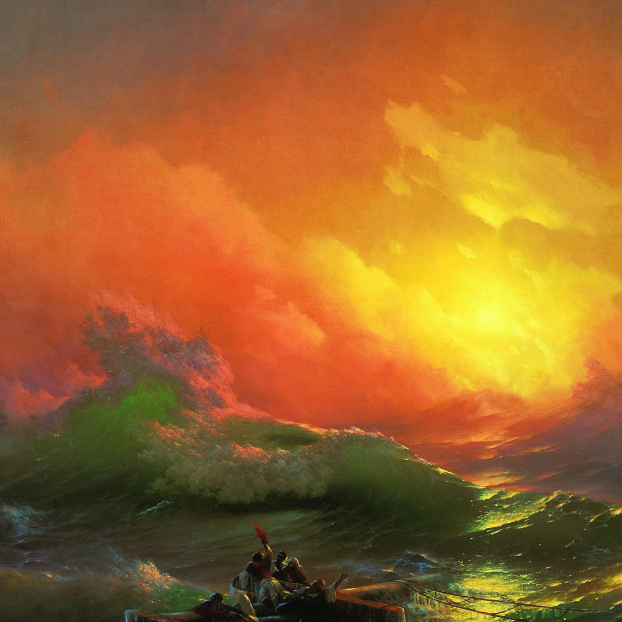 Ivan Aivazovsky's work, Dramatic wall art, Artistic portrayal, Life-like ocean waves, 2080x2080 HD Handy