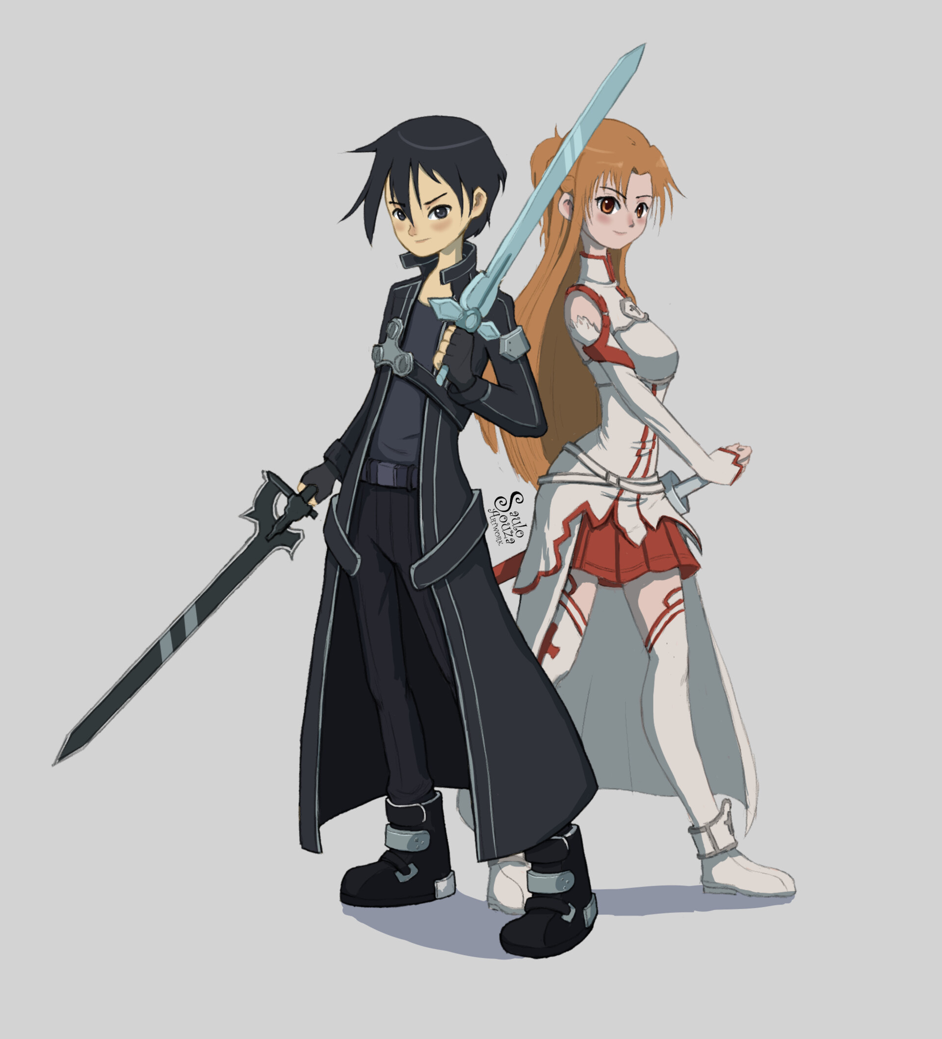 Kirito, Sword Art Online, Fanart, Asuna collaboration, 1920x2120 HD Phone