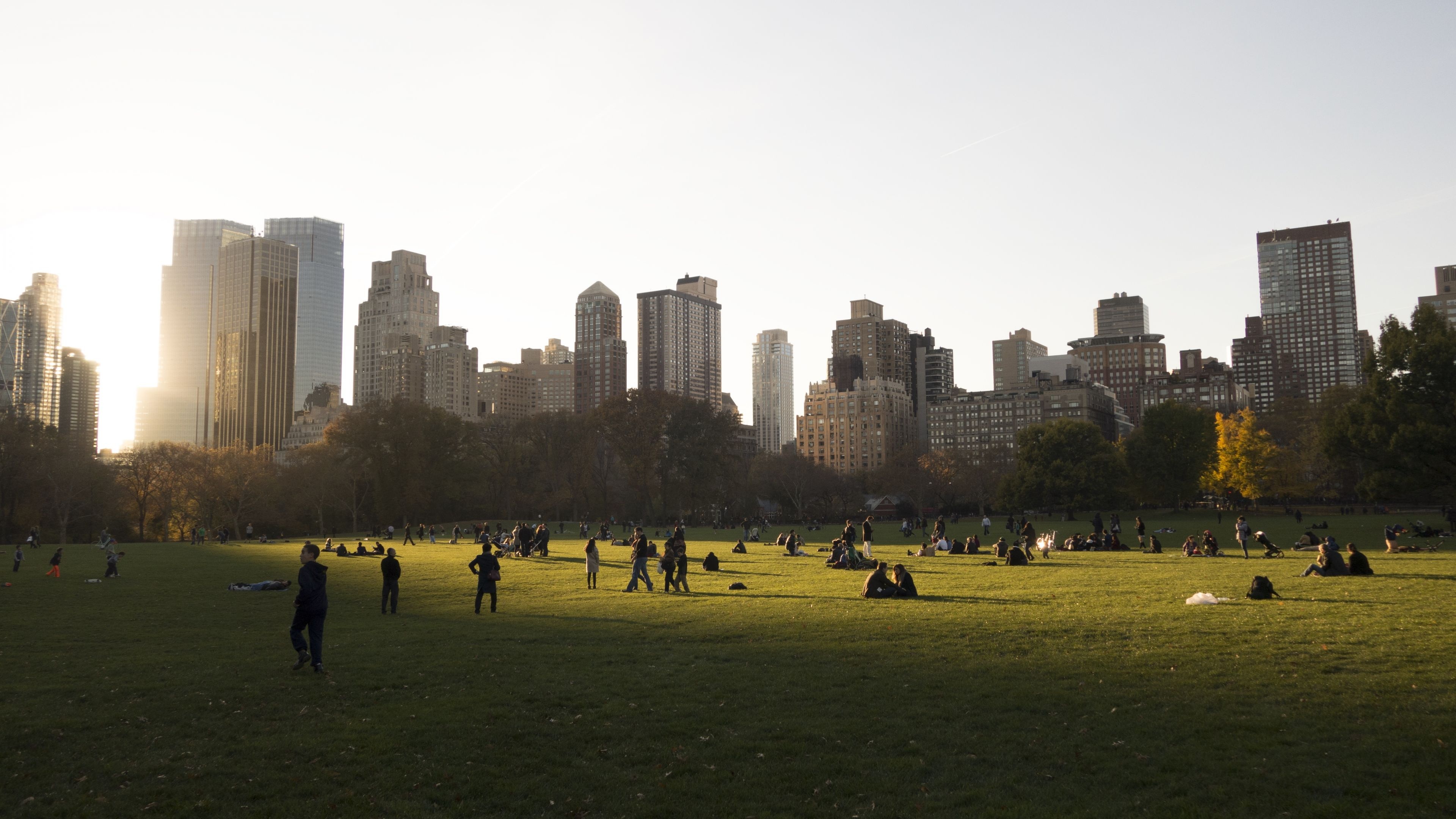 Central Park: An area of open space provided for recreational use, Grassland. 3840x2160 4K Wallpaper.