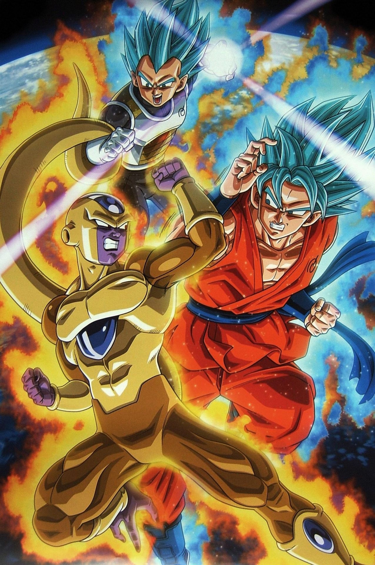 Golden Frieza: Dragonball Z Resurrection F, Battle with Super Saiyan Blue Goku, Japanese cartoon series, Dragon Ball franchise. 1280x1920 HD Wallpaper.