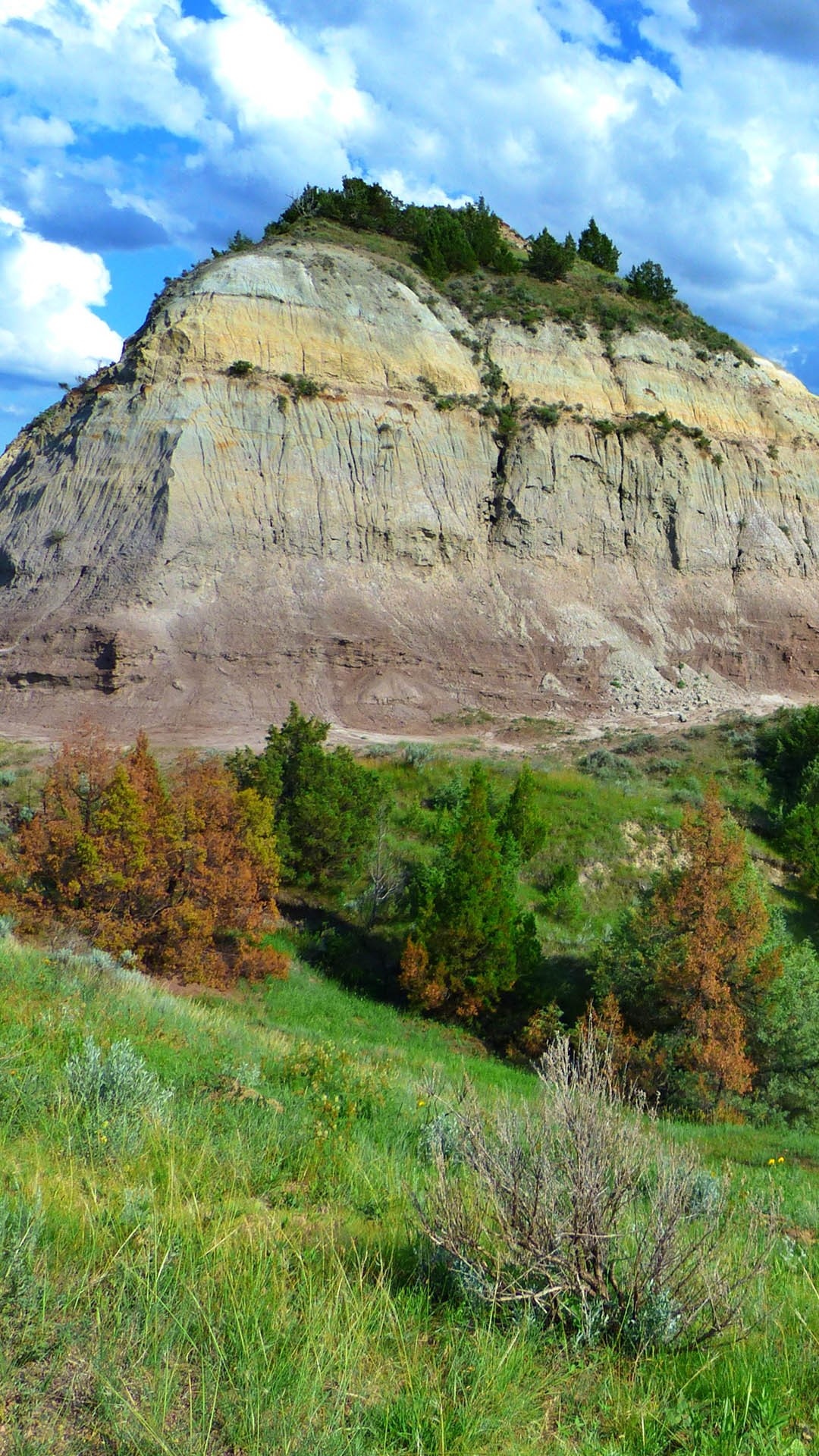Badland landscape, North Dakota beauty, Theodore Roosevelt Park, Windows 10 spotlight, 1080x1920 Full HD Phone