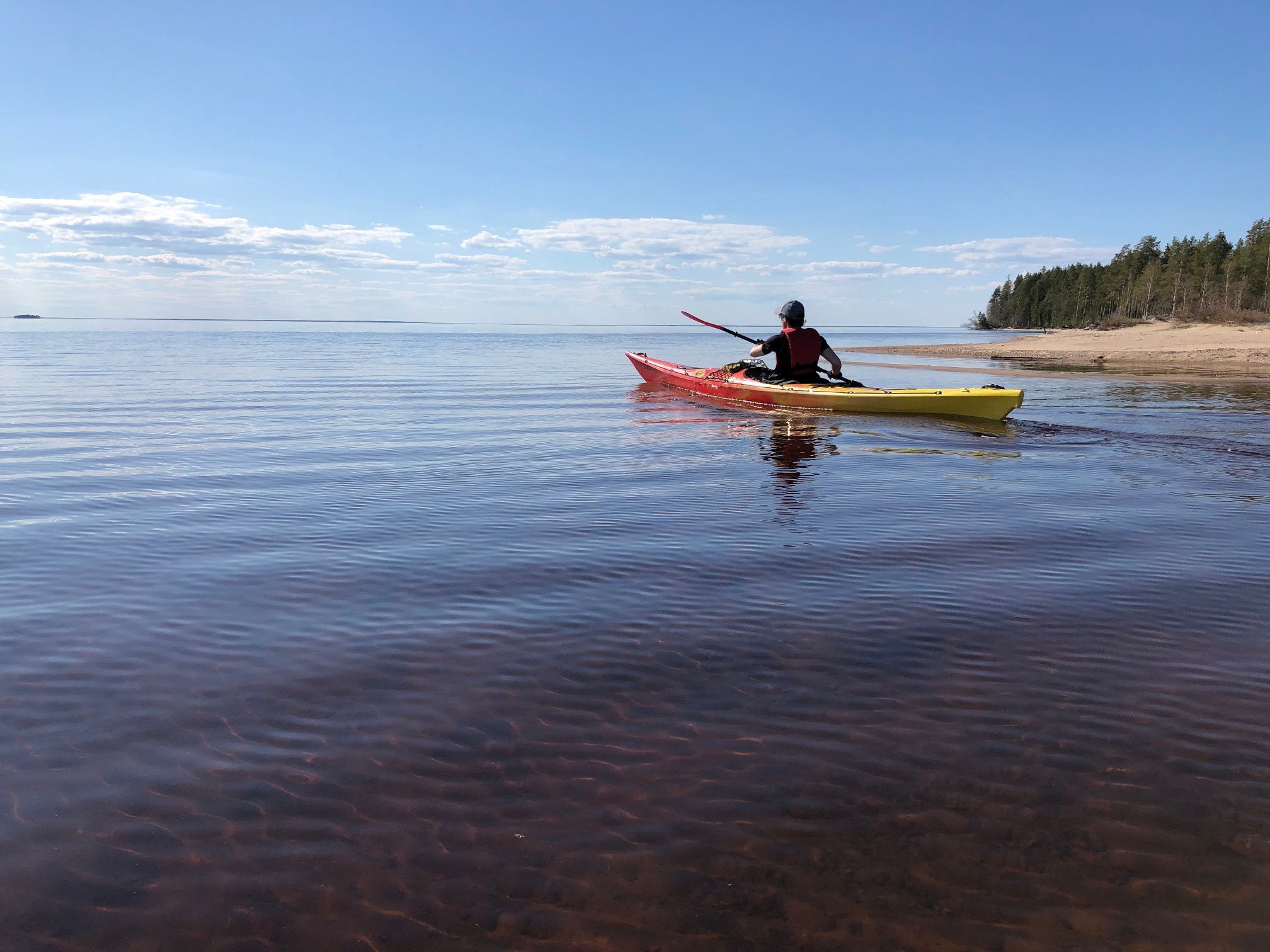 Canoeing: A water trip in Finnish Lakeland, Recreational activity and active sport. 2020x1520 HD Background.