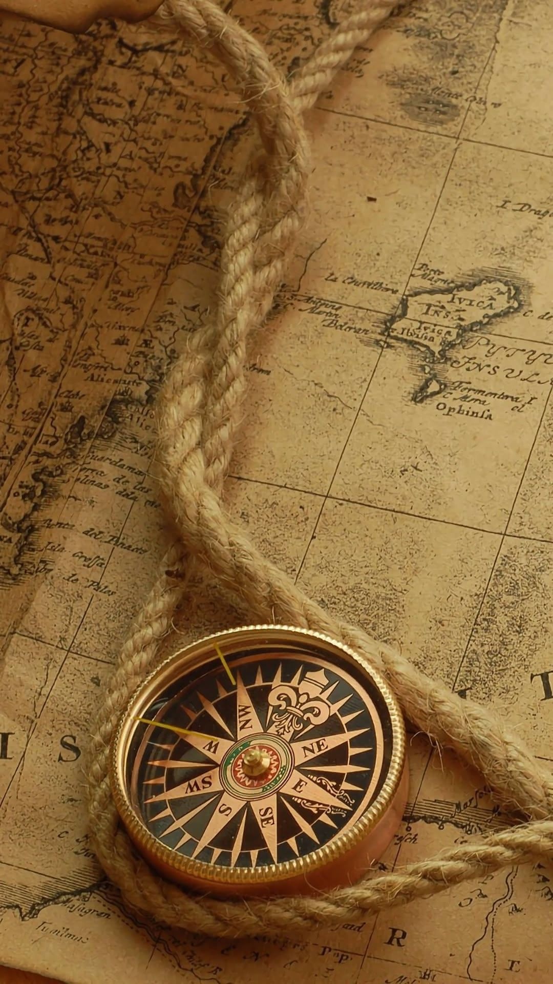 Vintage maps, Ancient compass, Nautical artwork, Maritime nostalgia, 1080x1920 Full HD Phone